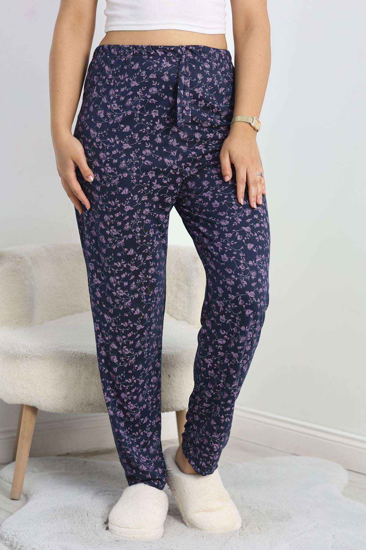 Büyük Beden Pijama Altı Laciçiçekli - 50452.1048.