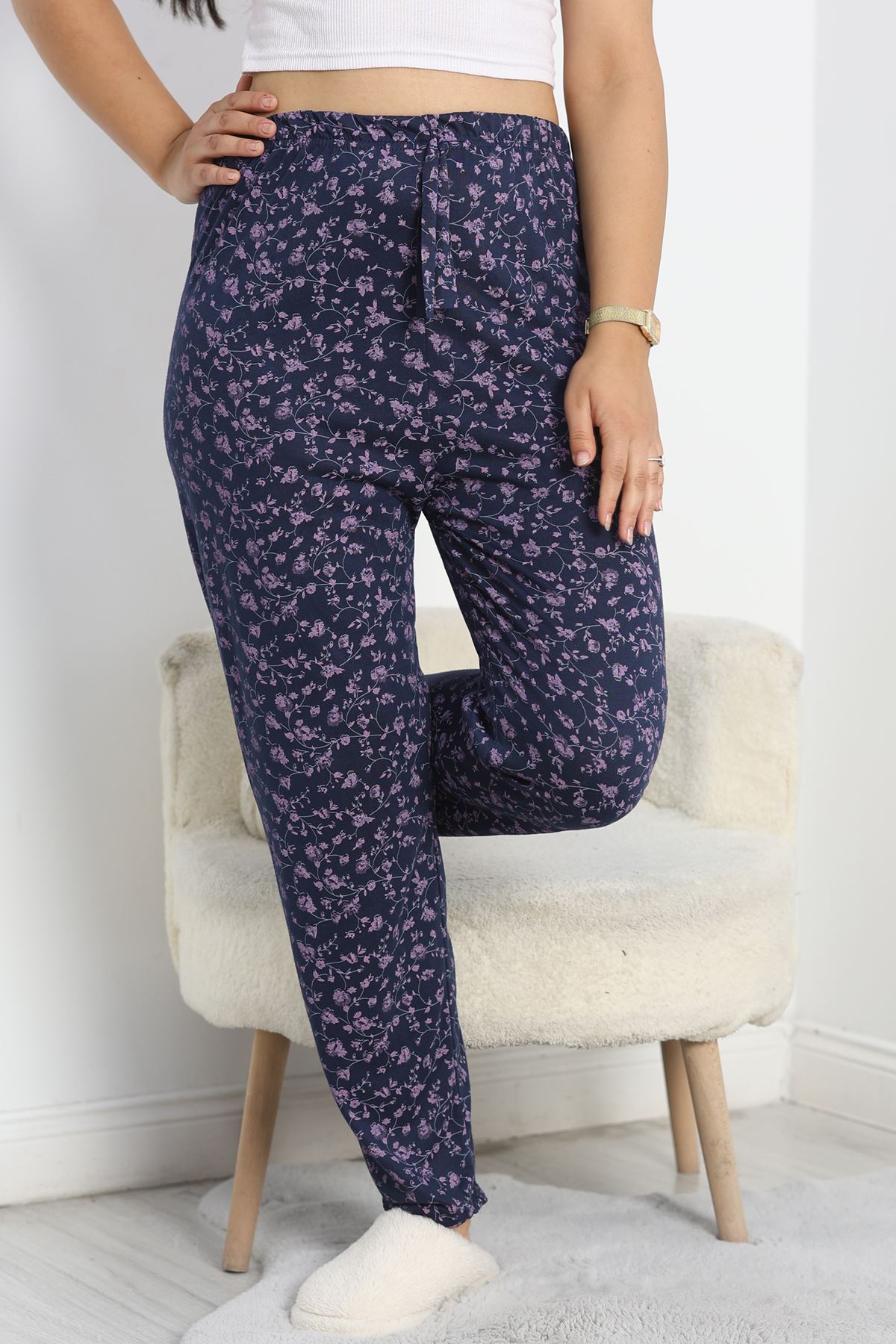 Büyük Beden Pijama Altı Laciçiçekli - 50452.1048.