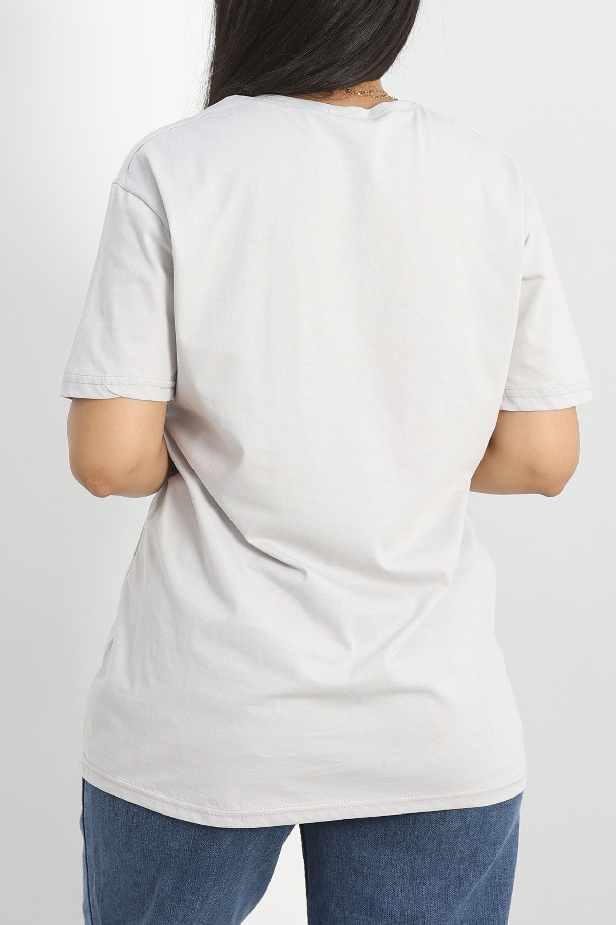 Büyük Beden Bisiklet Yaka Lüks Penye Tişört Dumangri - 80666.1878.