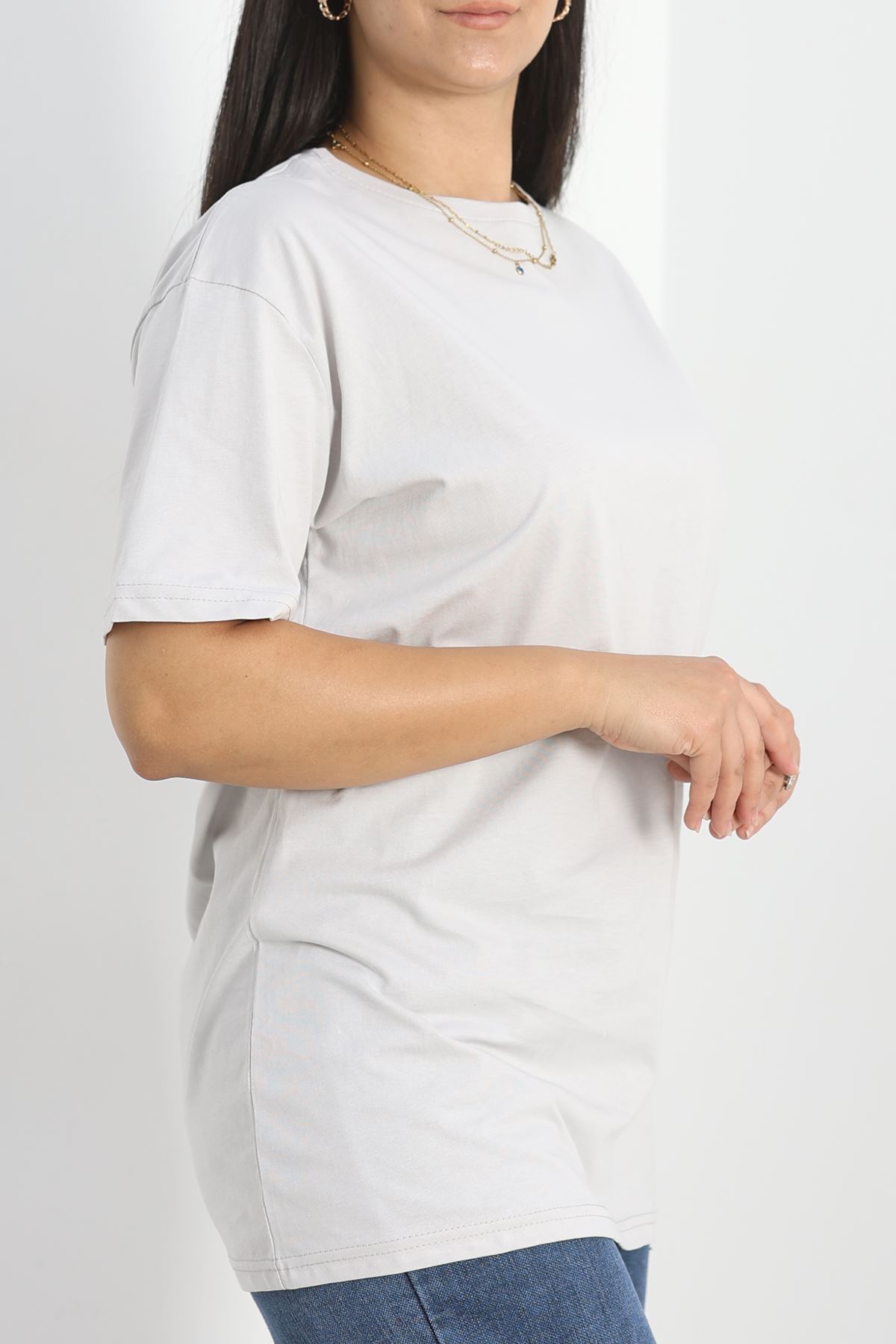 Büyük Beden Bisiklet Yaka Lüks Penye Tişört Dumangri - 80666.1878.