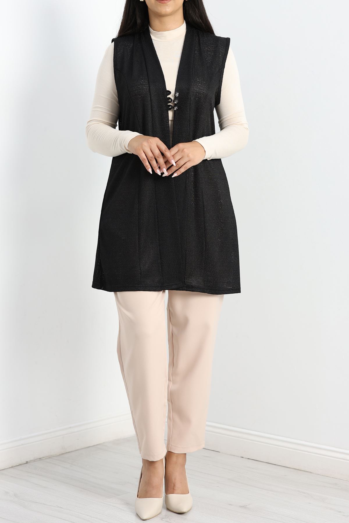 Narin Kumaş Yelek Siyah - 70280.2011.