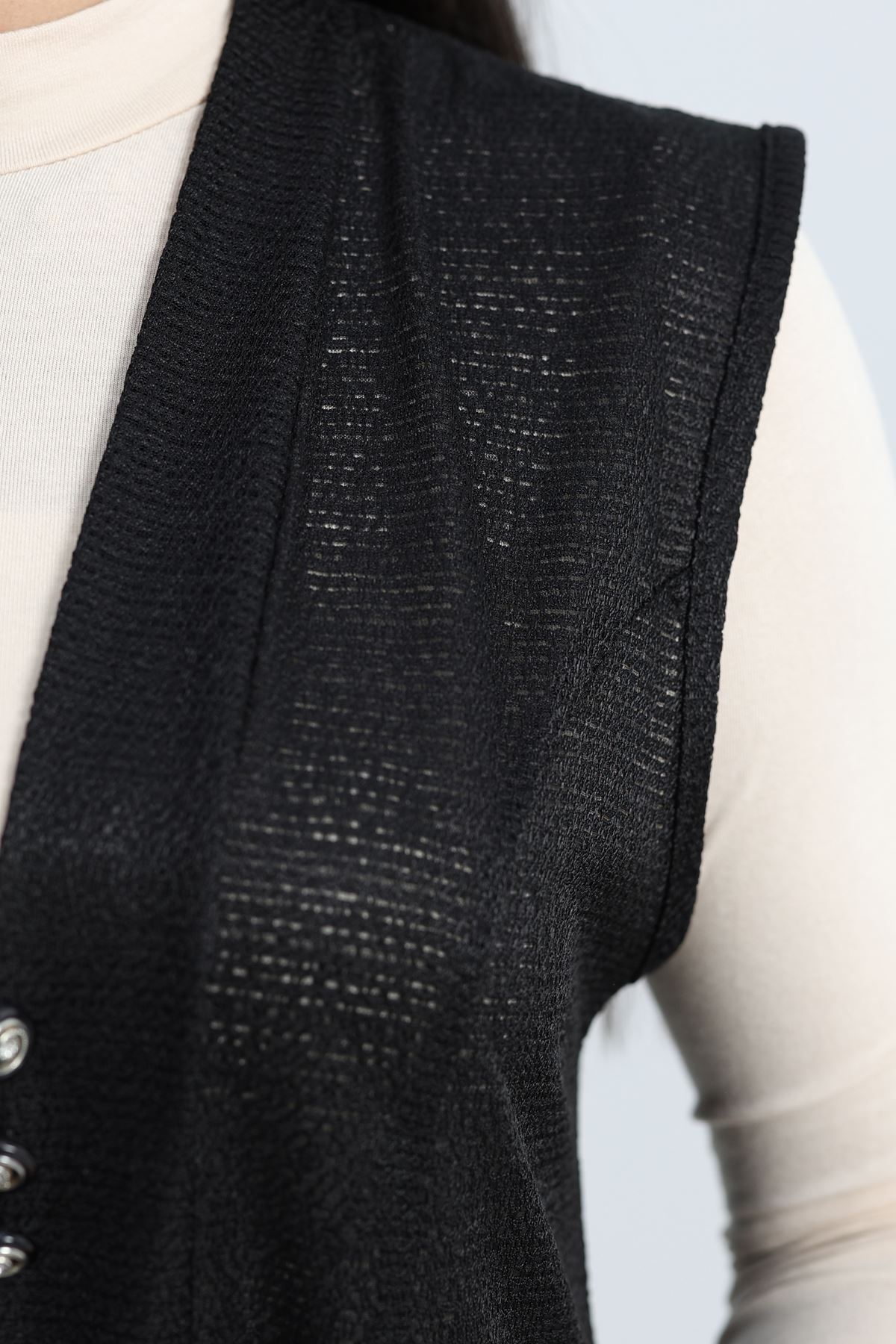 Narin Kumaş Yelek Siyah - 70280.2011.