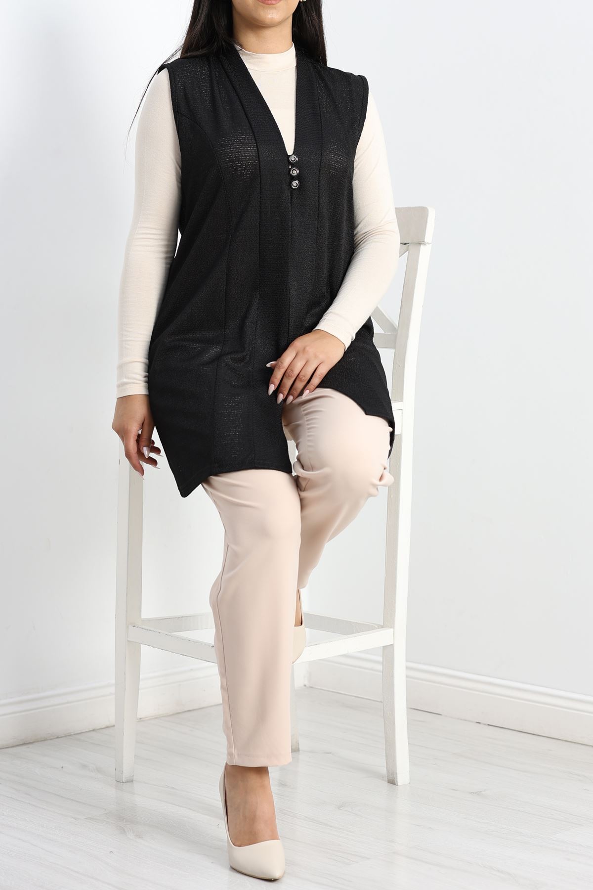 Narin Kumaş Yelek Siyah - 70280.2011.