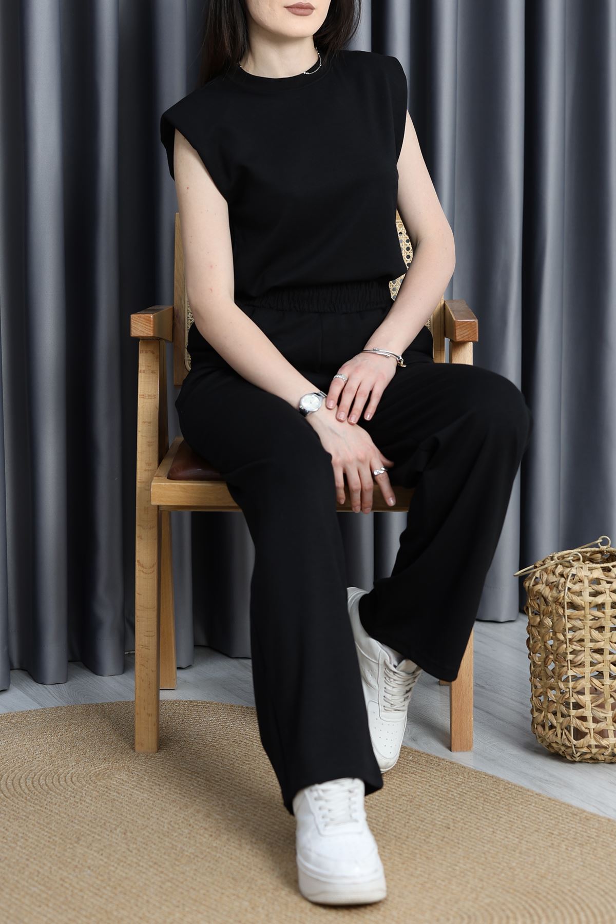 Vatkalı Modal Eşofman Takım Siyah - 70345.1254.