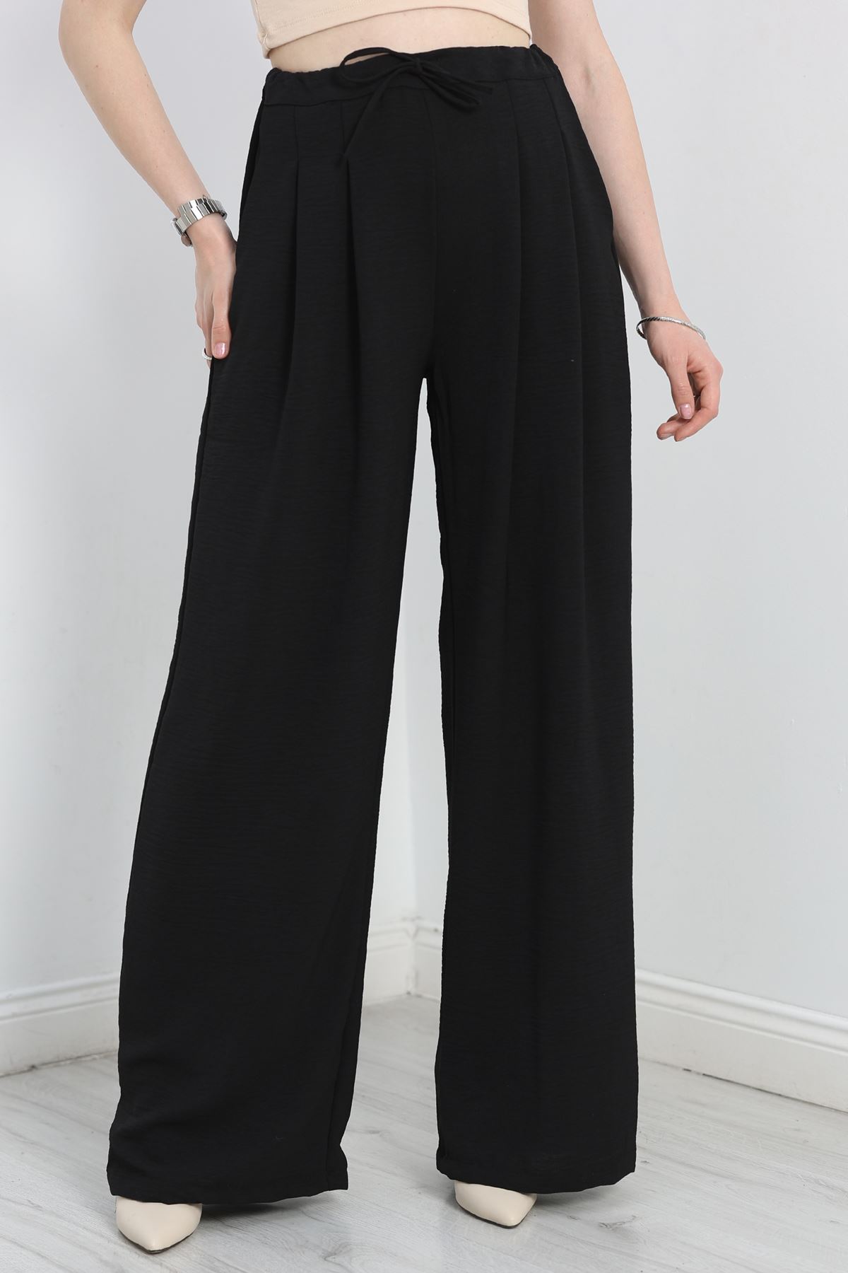 Beli Lastikli Bol Paça Pantolon Siyah - 70088.746.