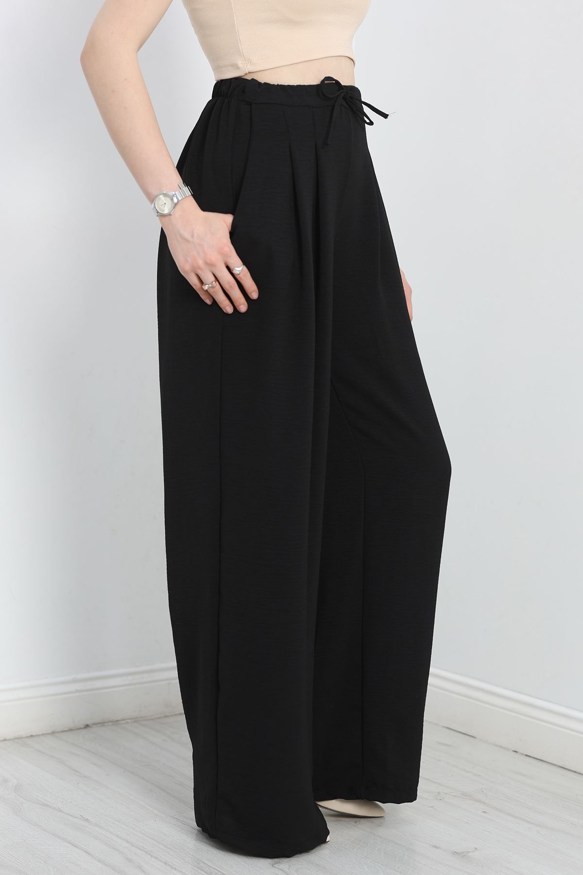 Beli Lastikli Bol Paça Pantolon Siyah - 70088.746.