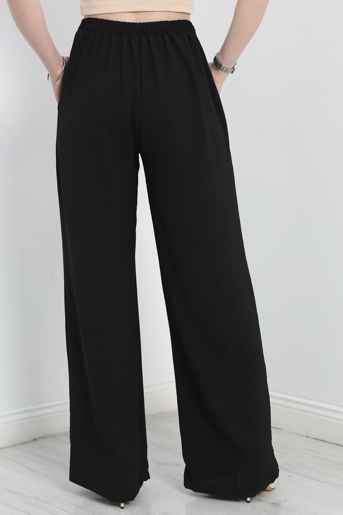 Beli Lastikli Bol Paça Pantolon Siyah - 70088.746.