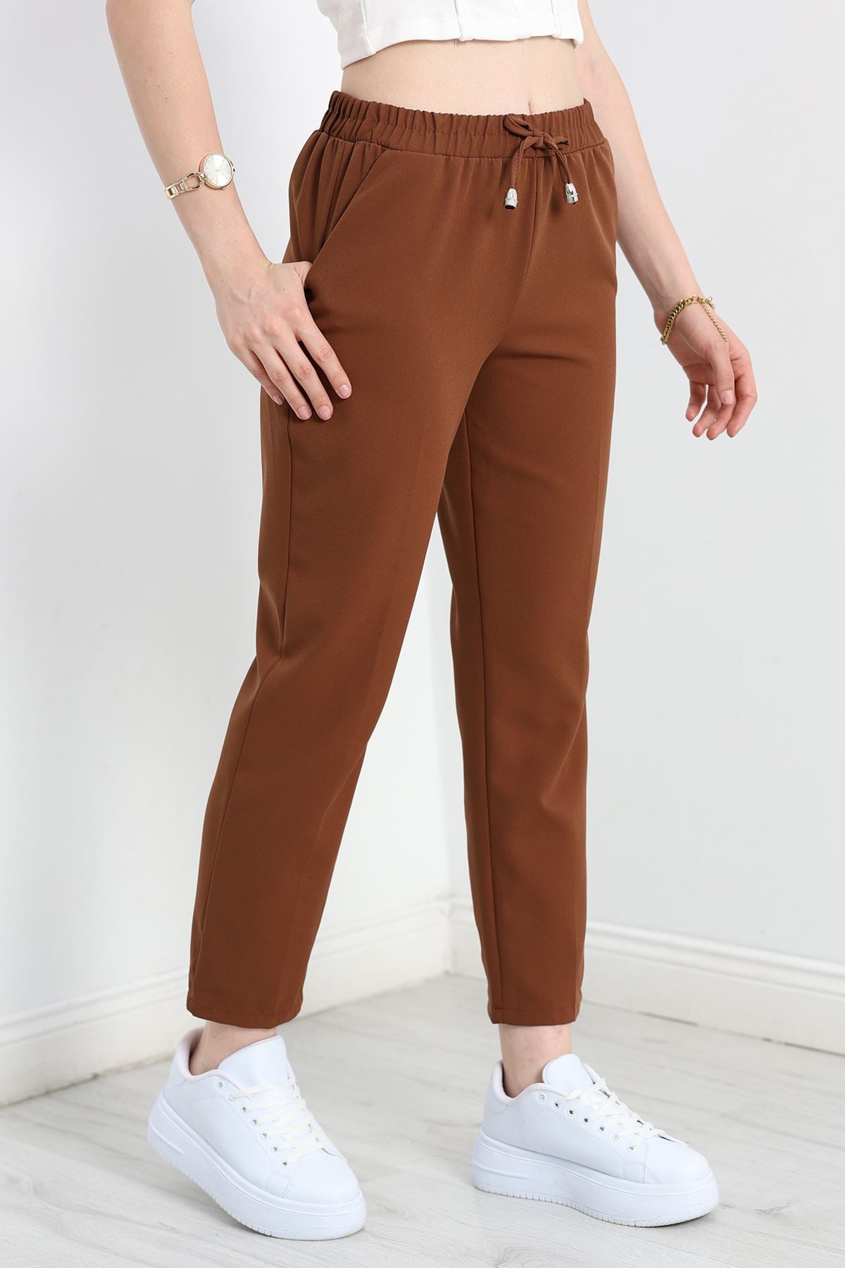 Dabıl Bağcıklı Pantolon Kahve - 20138.1884.