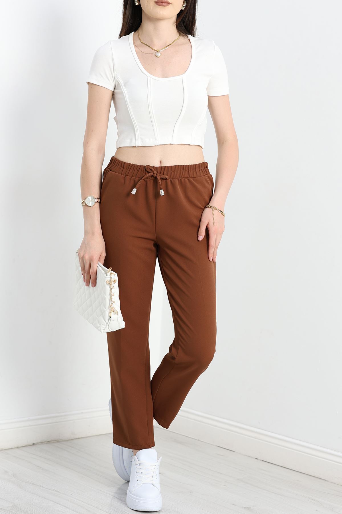 Dabıl Bağcıklı Pantolon Kahve - 20138.1884.