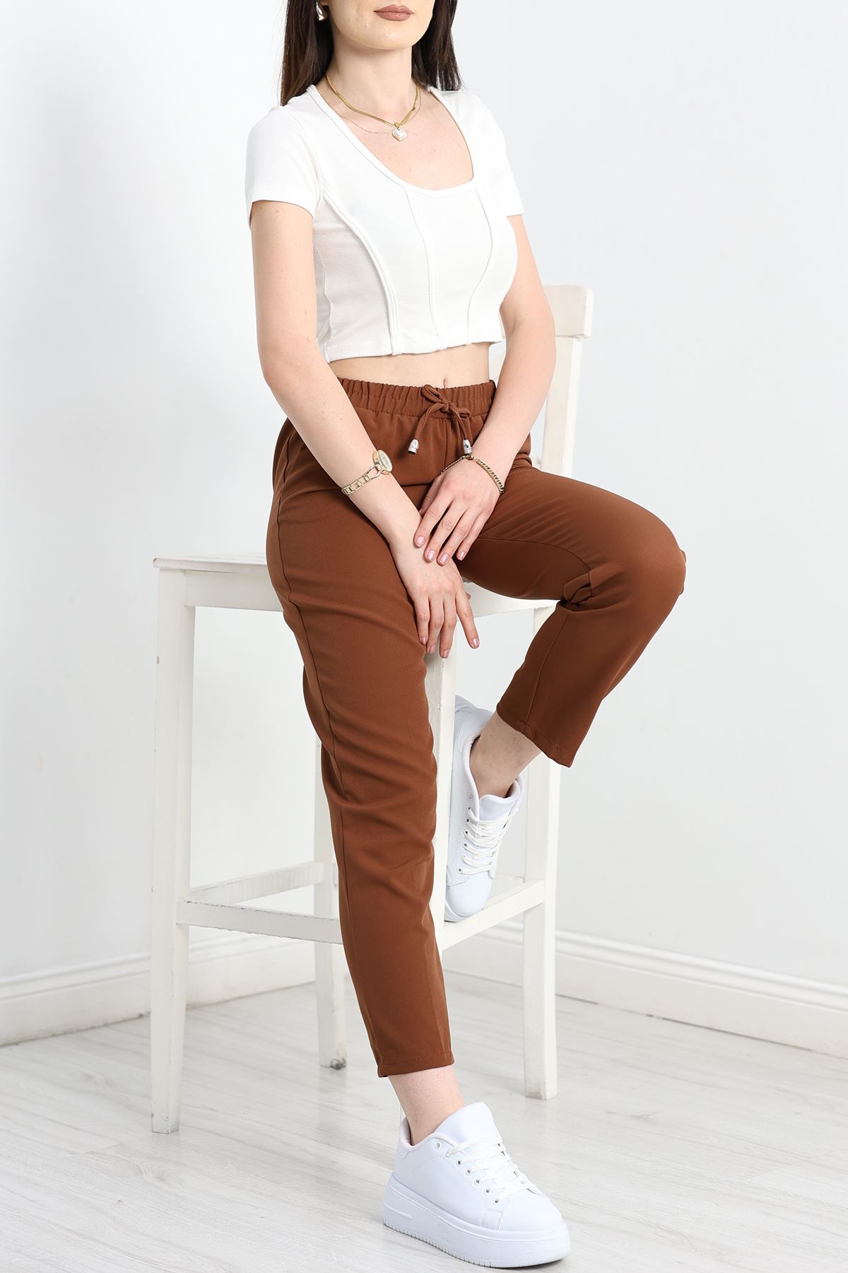 Dabıl Bağcıklı Pantolon Kahve - 20138.1884.