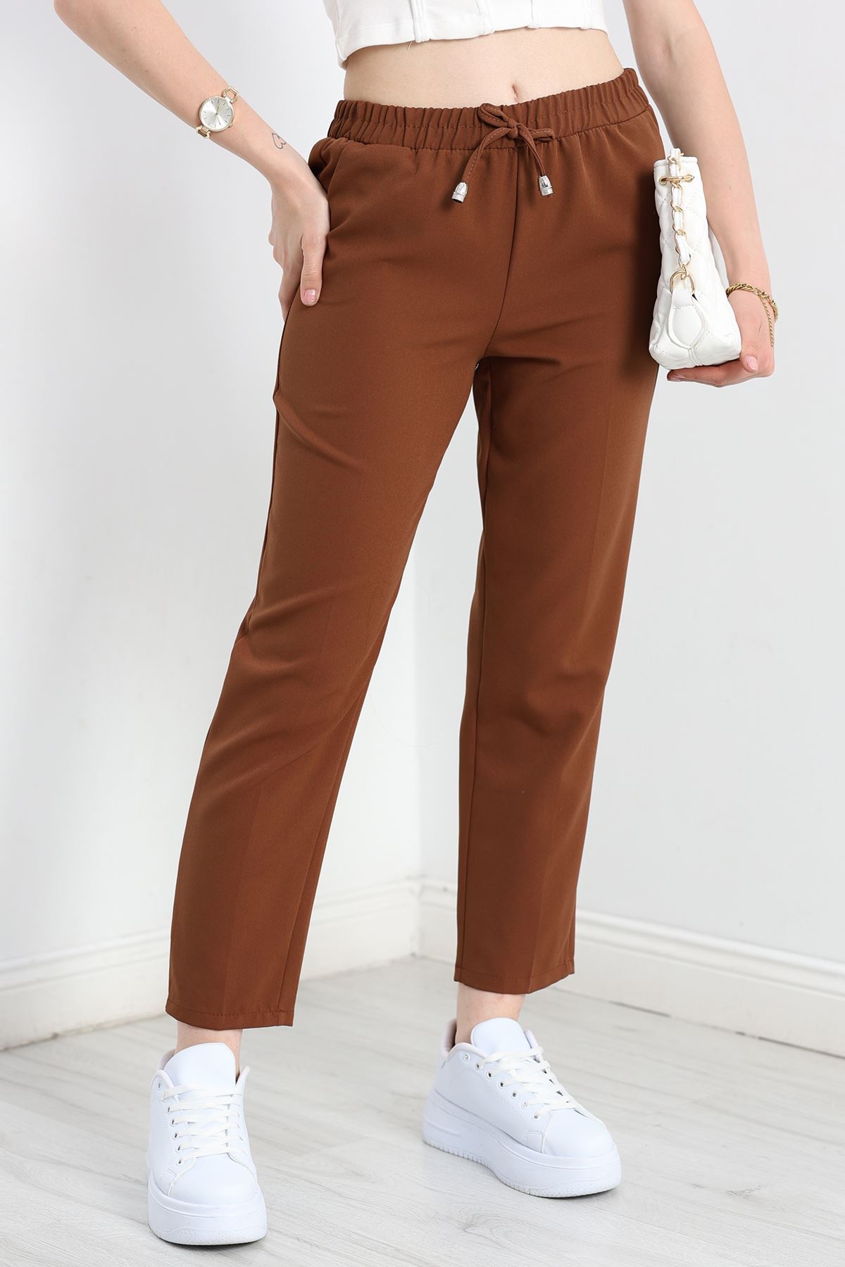 Dabıl Bağcıklı Pantolon Kahve - 20138.1884.