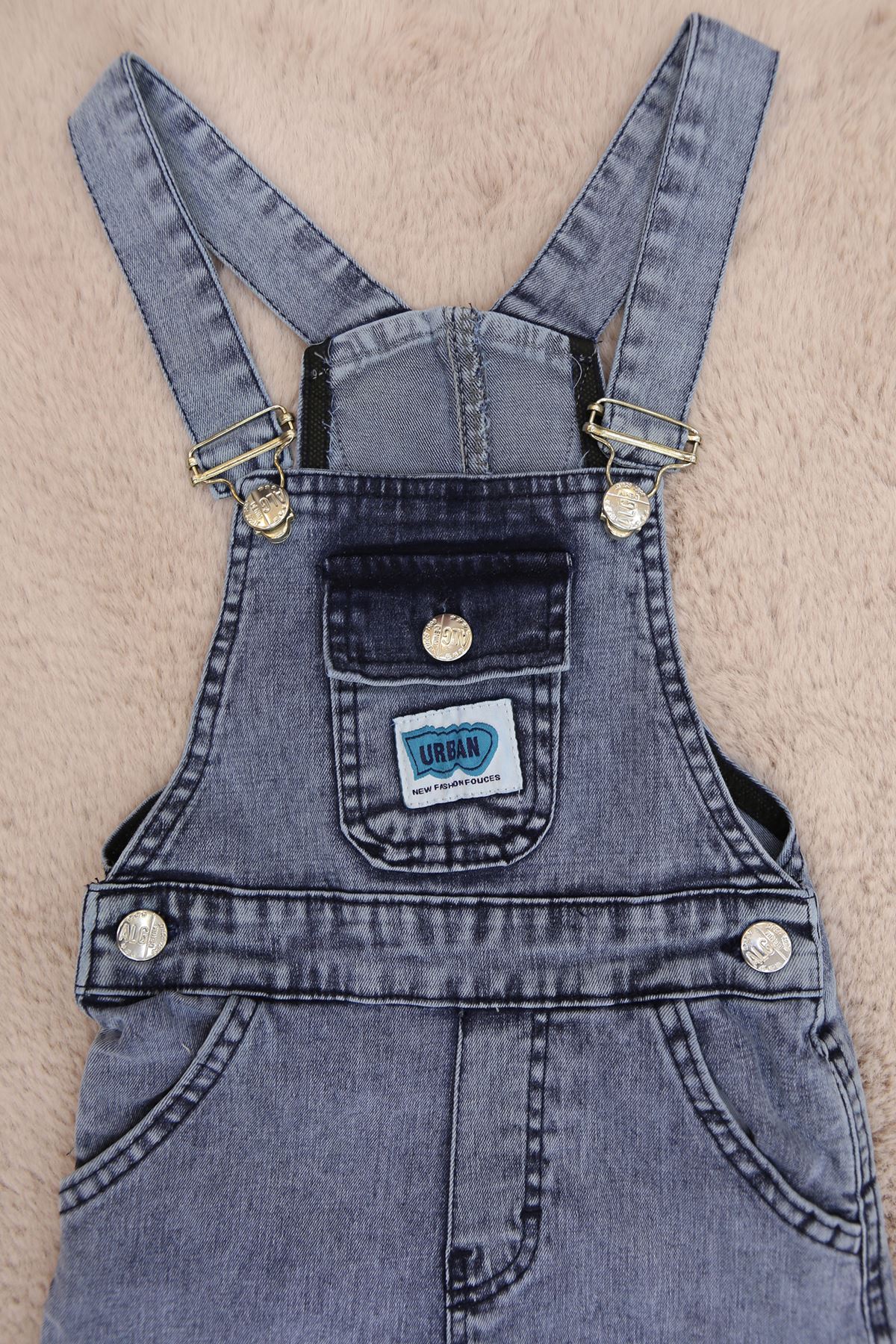 3-7 Yaş Erkek Çocuk Şortlu Kot Salopet Mavi - 224572.1576.