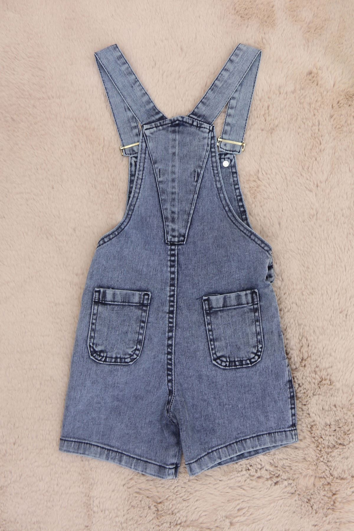 3-7 Yaş Erkek Çocuk Şortlu Kot Salopet Mavi - 224572.1576.