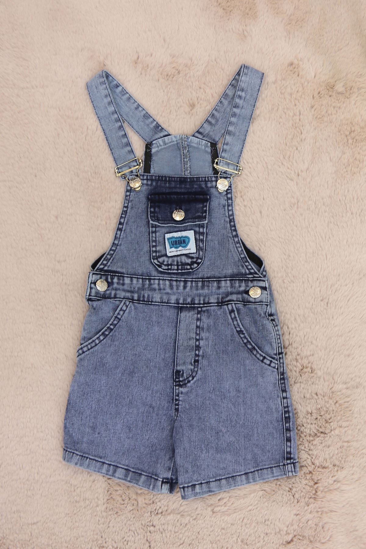 3-7 Yaş Erkek Çocuk Şortlu Kot Salopet Mavi - 224572.1576.