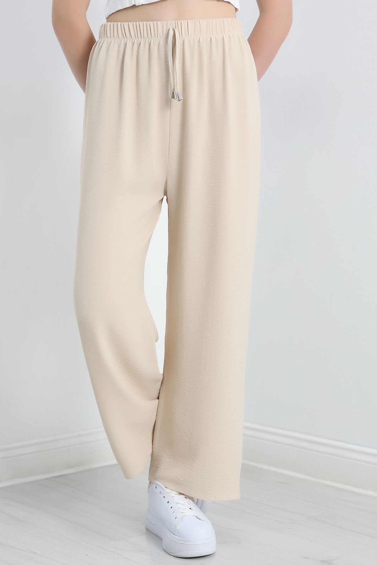 Büyük Beden Ayrobin Lastikli Pantolon Bej - 41541.701.