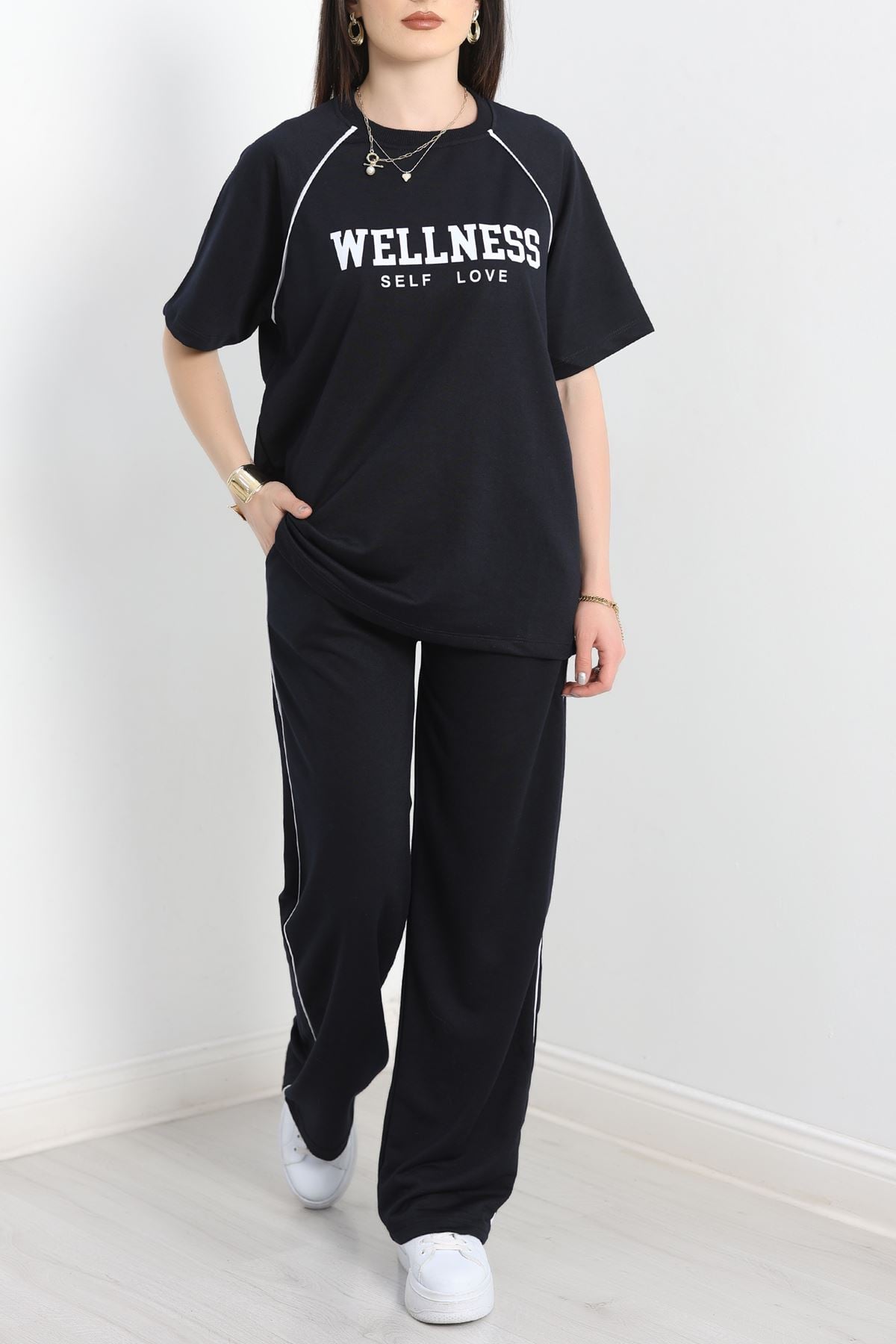 Baskılı Biyeli İki İplik Eşofman Takımı Koyulaci - 50494.1005.