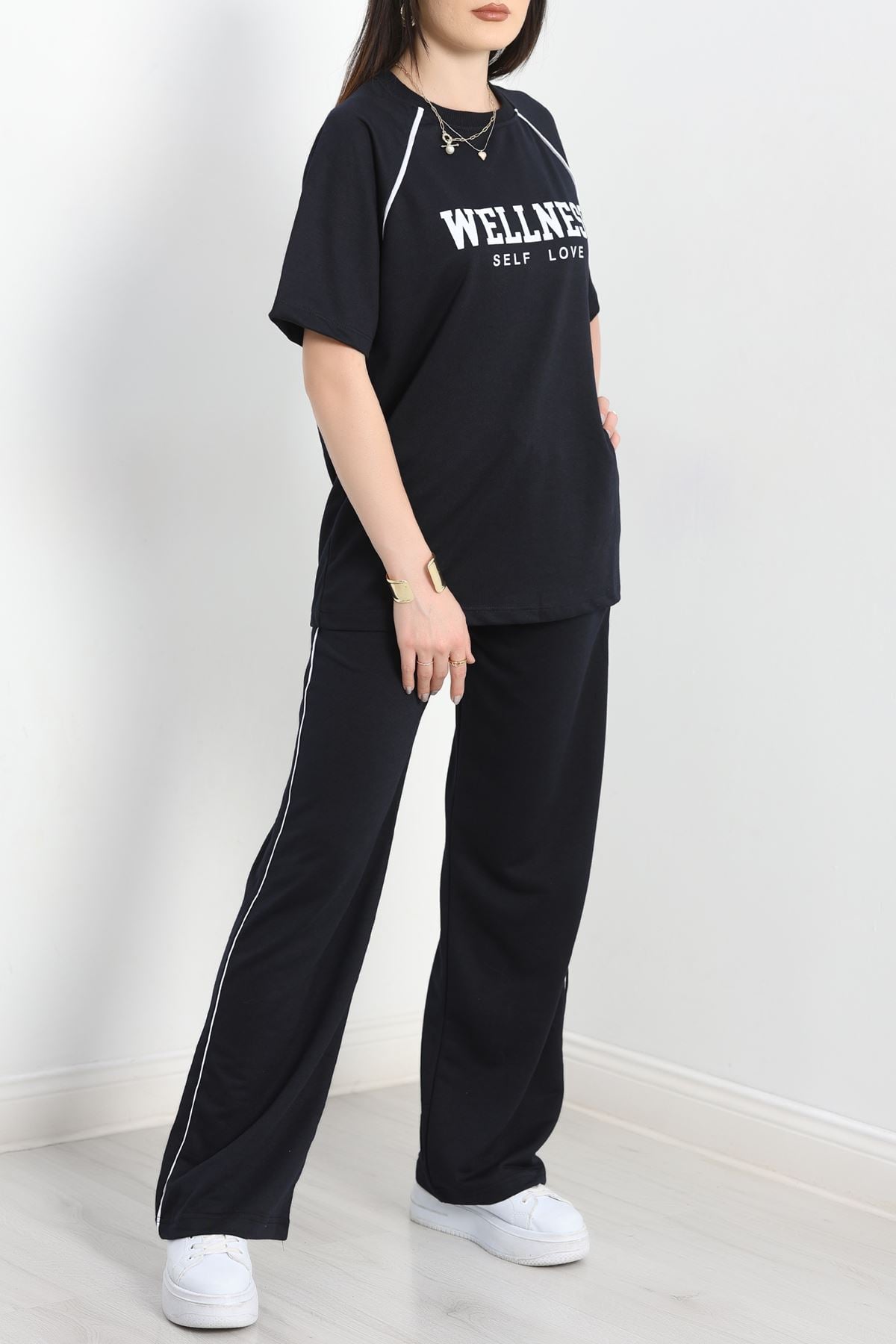 Baskılı Biyeli İki İplik Eşofman Takımı Koyulaci - 50494.1005.