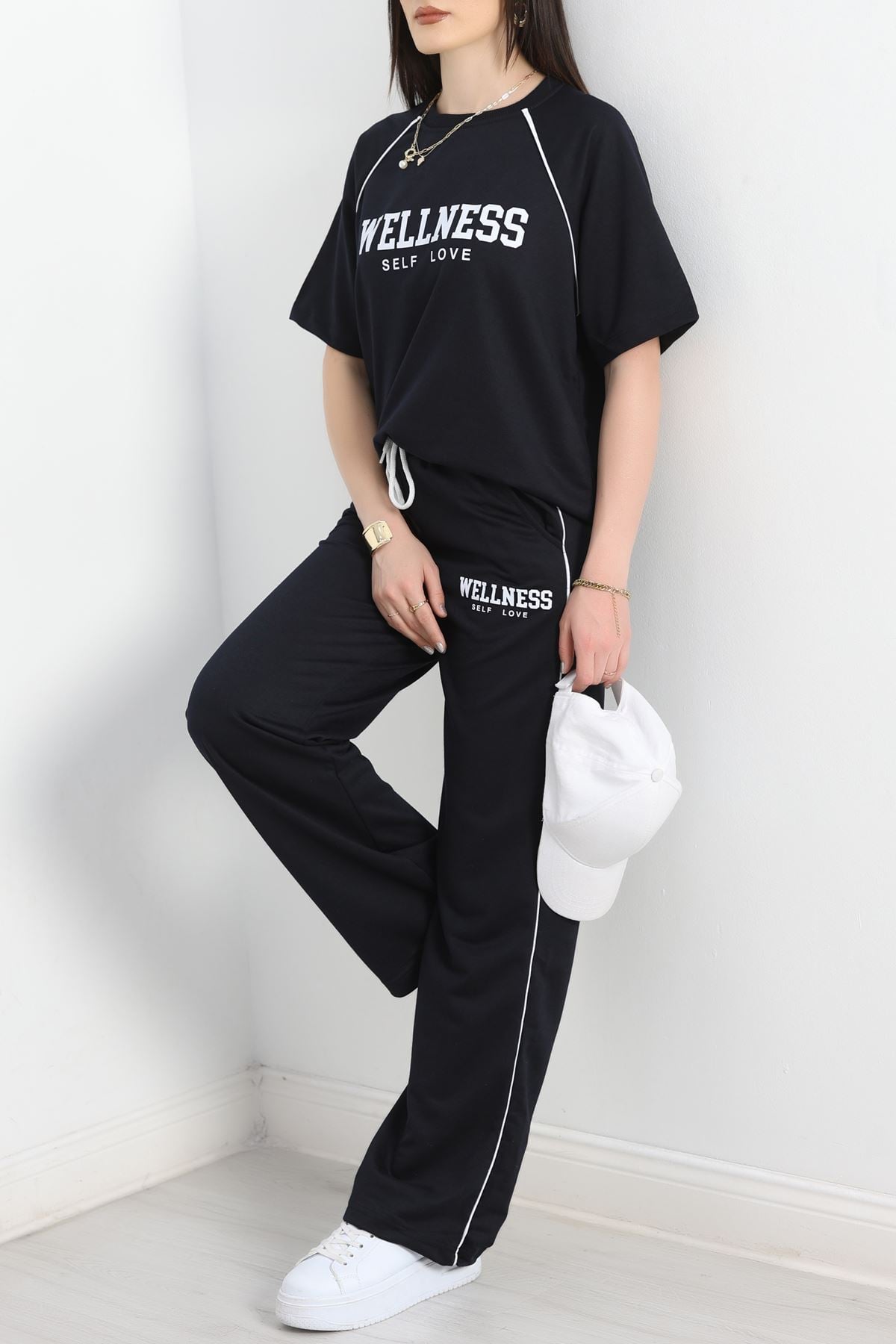 Baskılı Biyeli İki İplik Eşofman Takımı Koyulaci - 50494.1005.