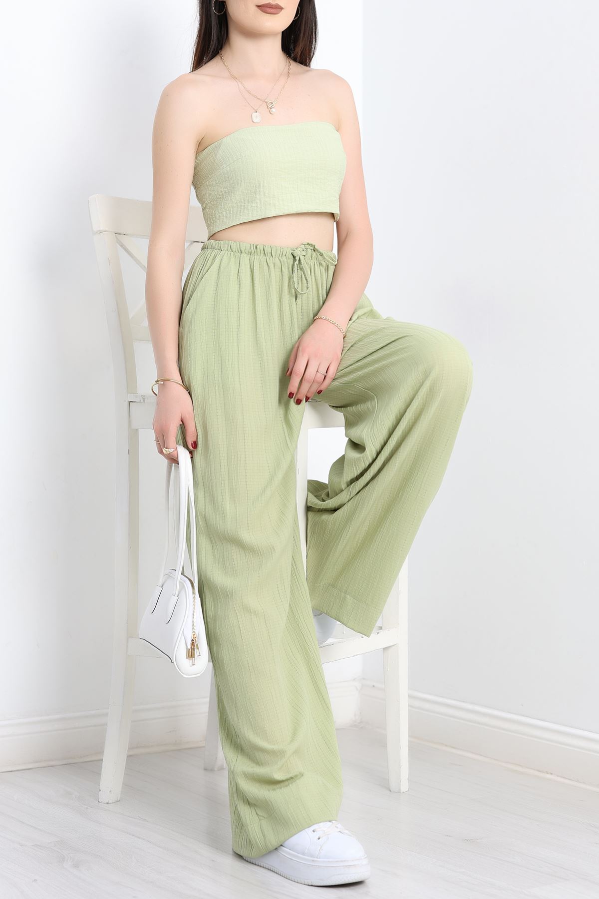 Arkası Gipeli Straplez Bluz Açıkhaki - 80047.0444.