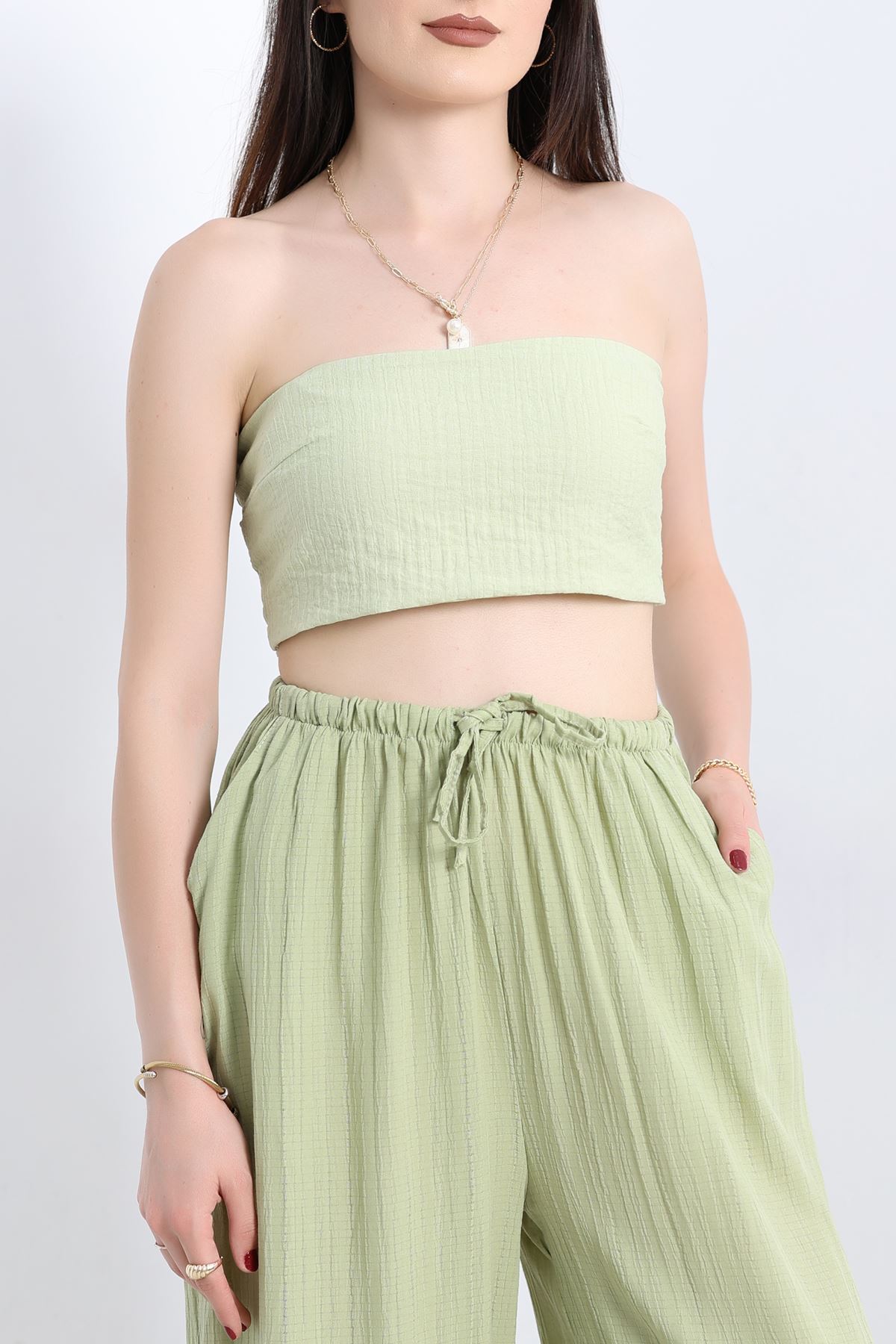 Arkası Gipeli Straplez Bluz Açıkhaki - 80047.0444.