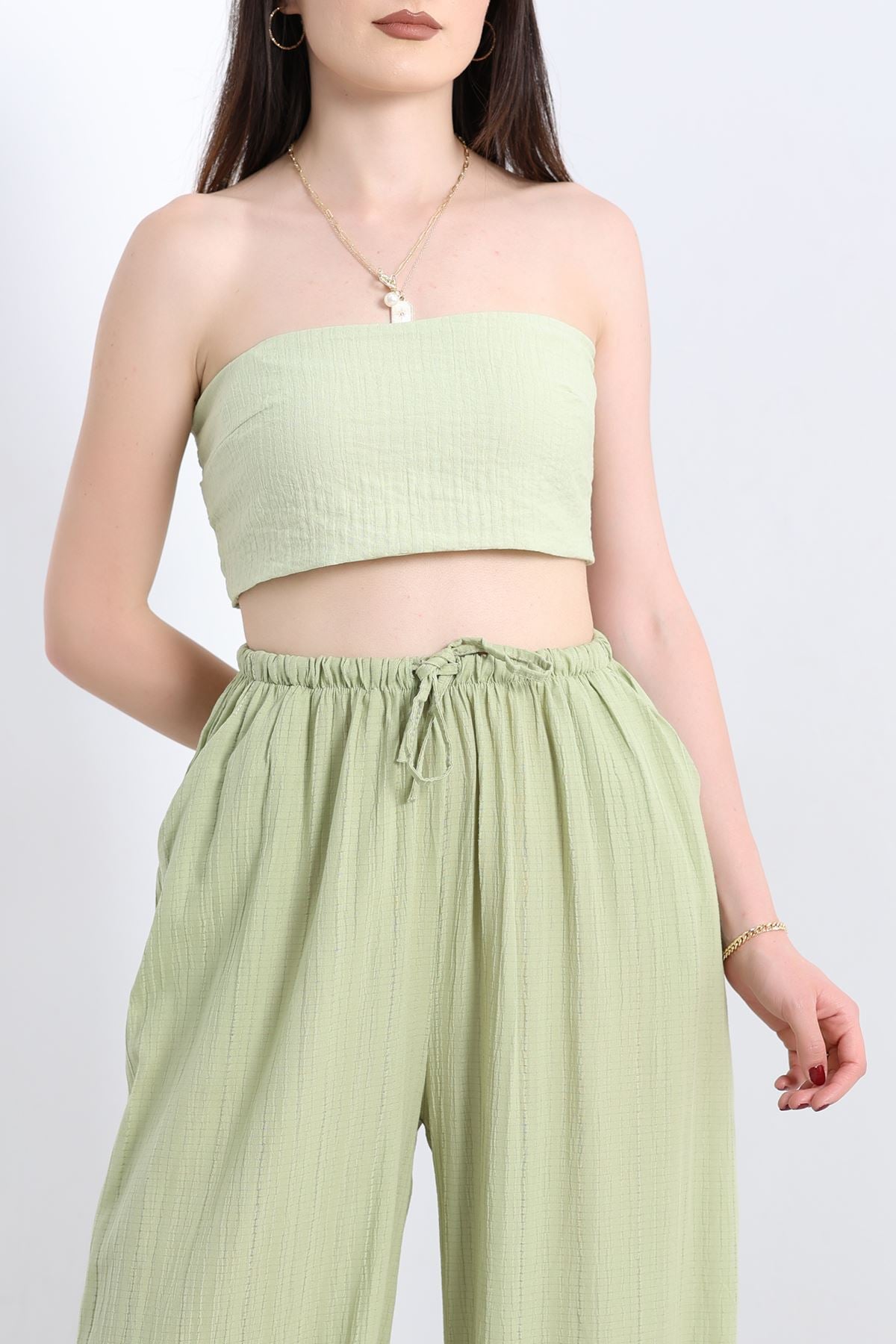 Arkası Gipeli Straplez Bluz Açıkhaki - 80047.0444.