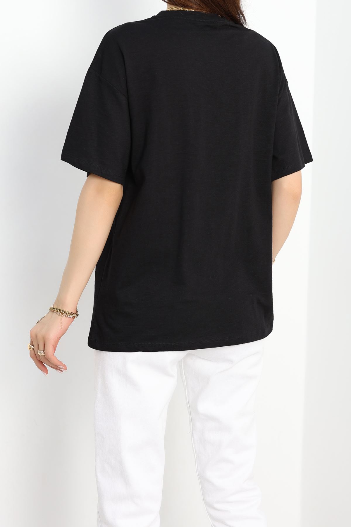 Baskılı Oversize Tişört Siyahturuncu - 40637.1872.