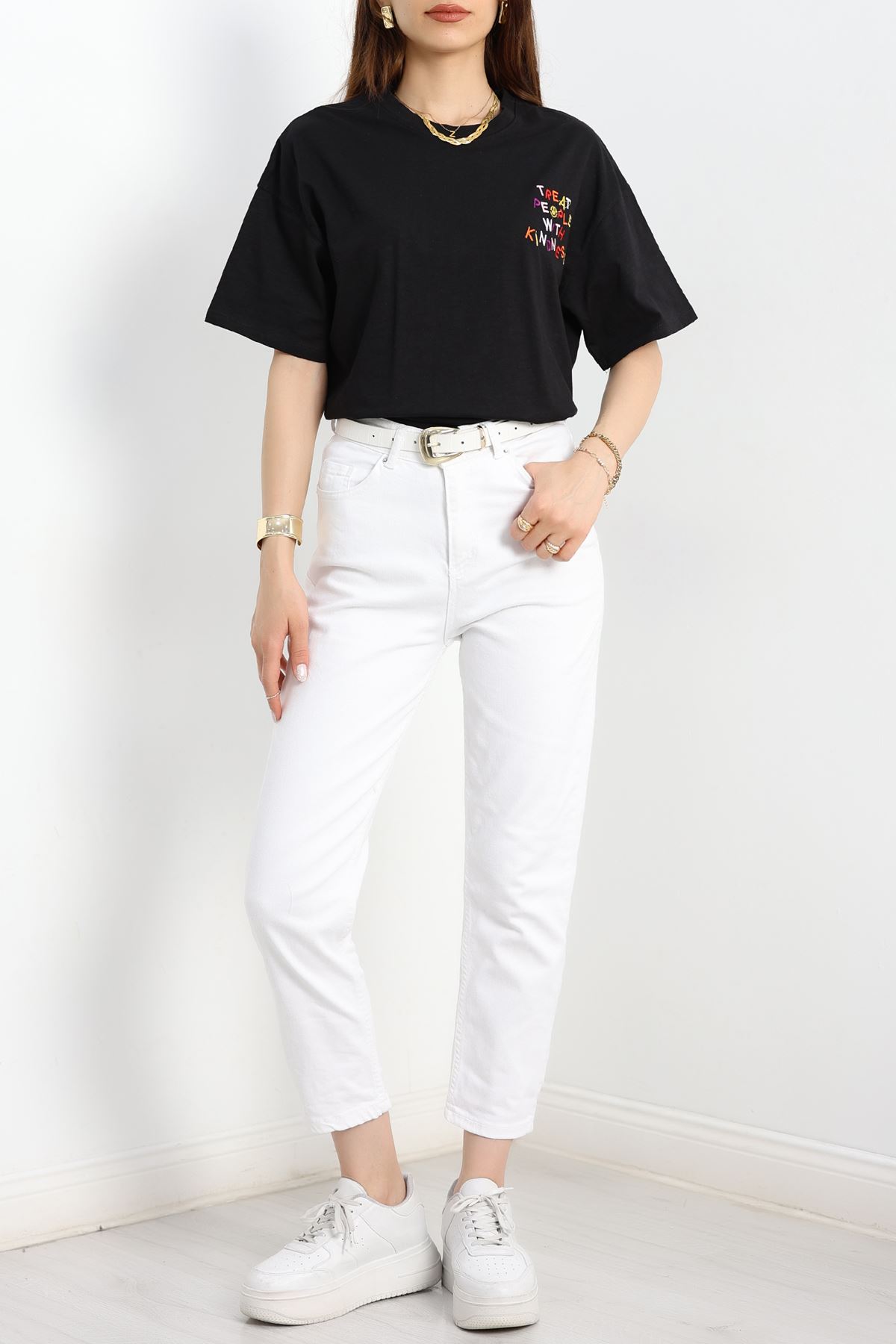 Baskılı Oversize Tişört Siyahturuncu - 40637.1872.