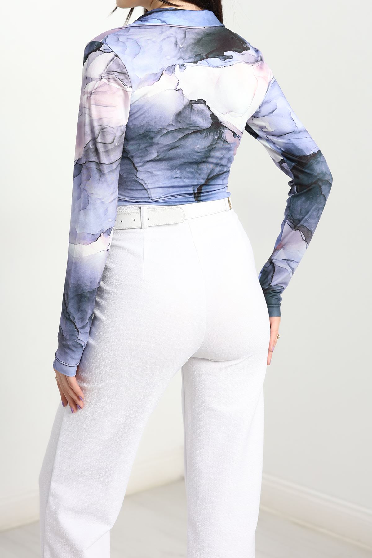 Alaca Desen Crop Bluz Lilasiyah - 1407.2031.