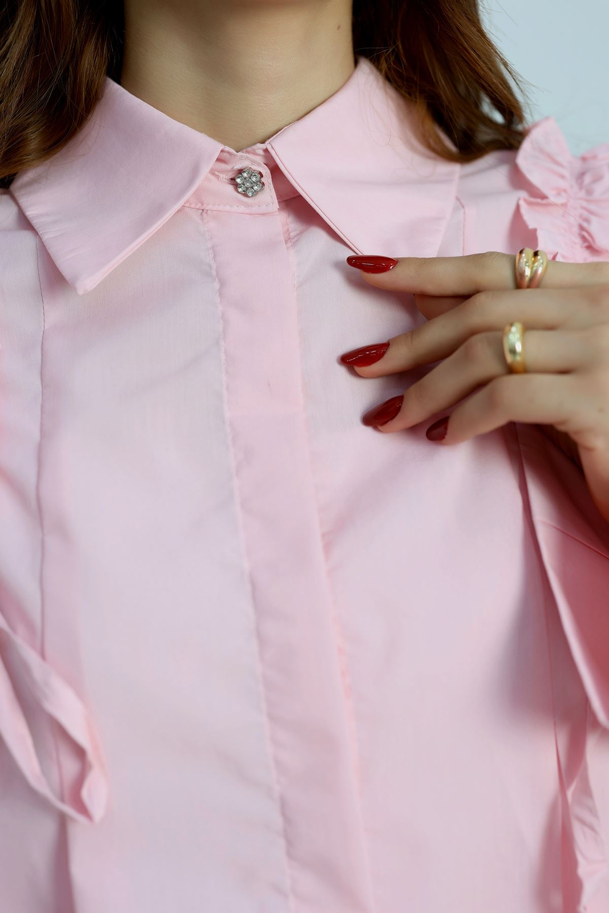 Fırfırlı Etek Üstü Gömlek Pembe - 41301.1415.