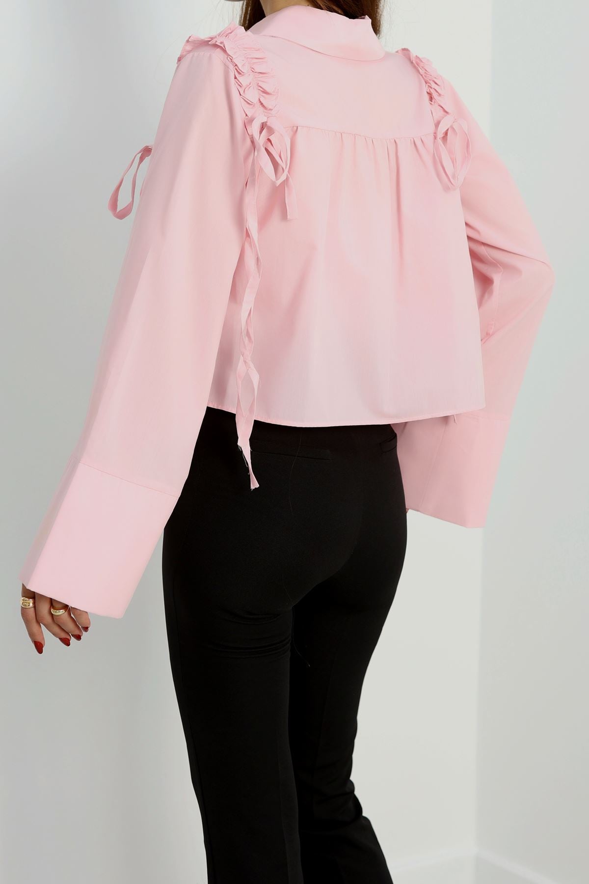 Fırfırlı Etek Üstü Gömlek Pembe - 41301.1415.