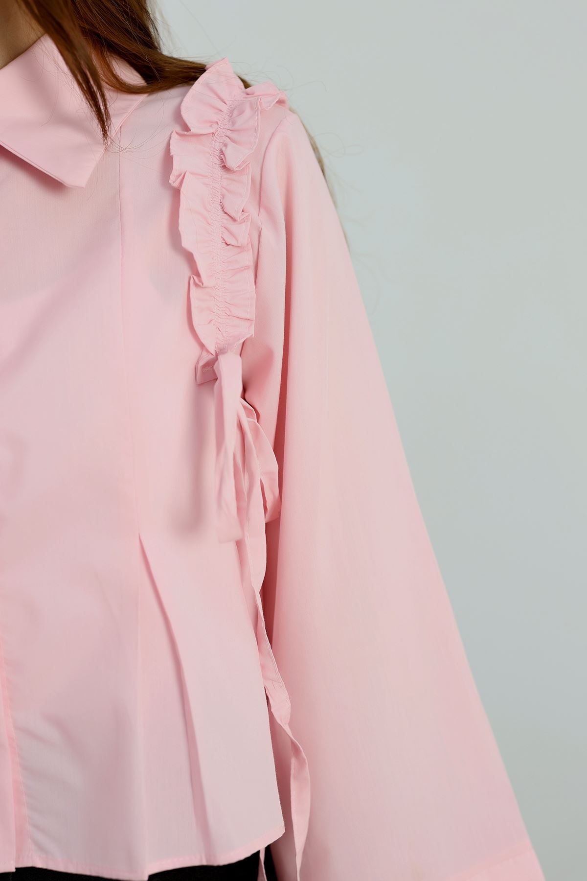 Fırfırlı Etek Üstü Gömlek Pembe - 41301.1415.