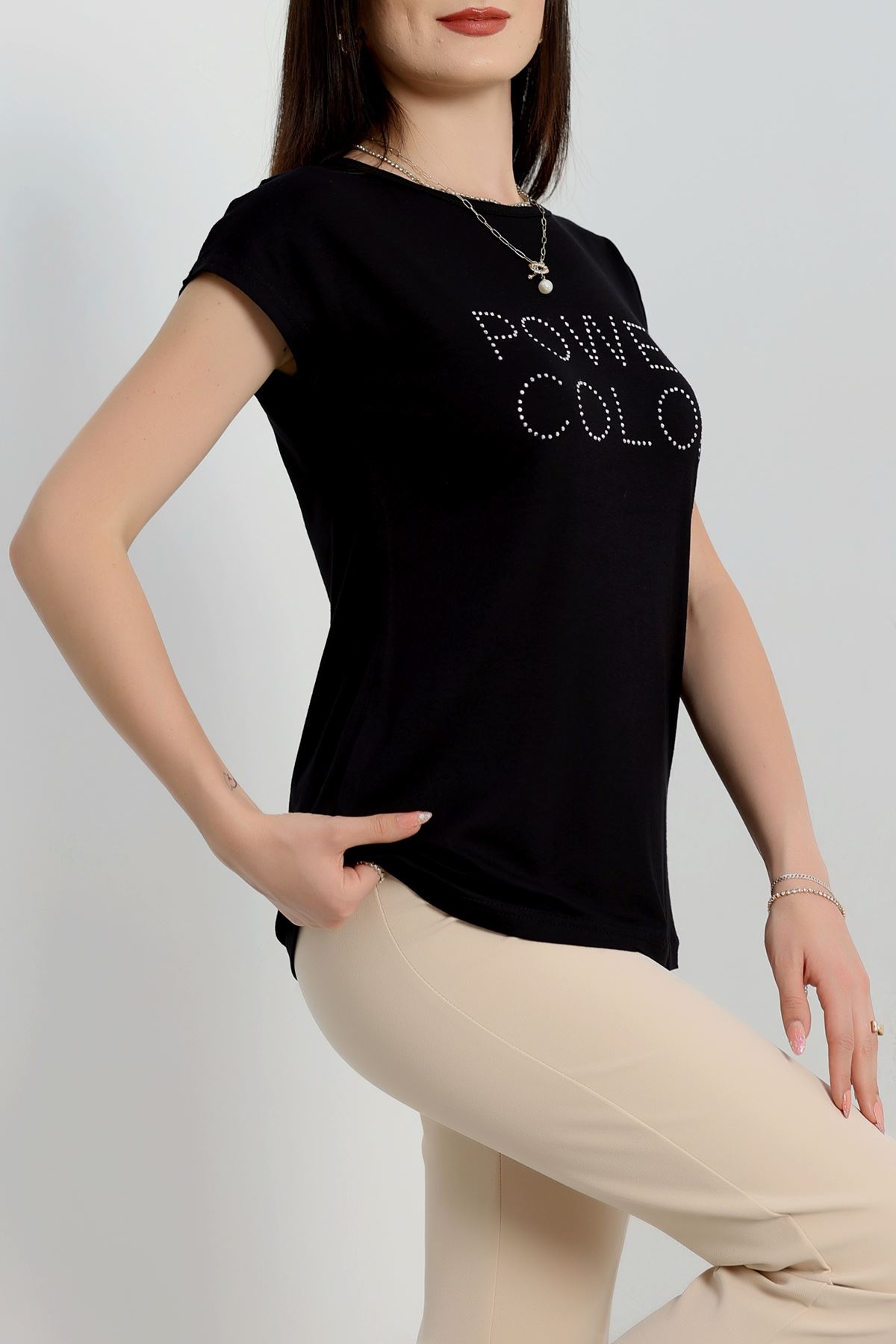 Taş Detay Viskon Bluz Siyah - 40655.599.