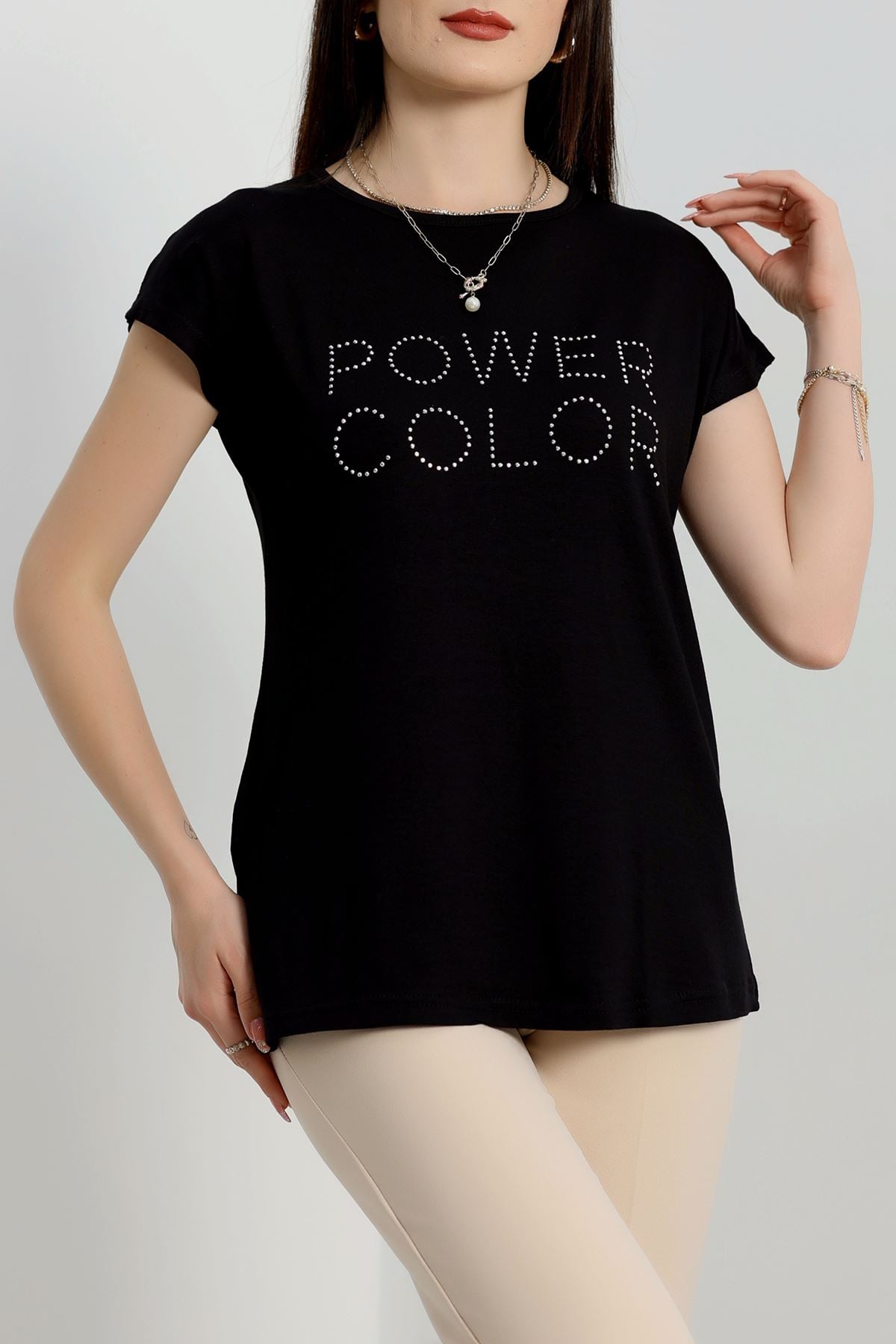 Taş Detay Viskon Bluz Siyah - 40655.599.