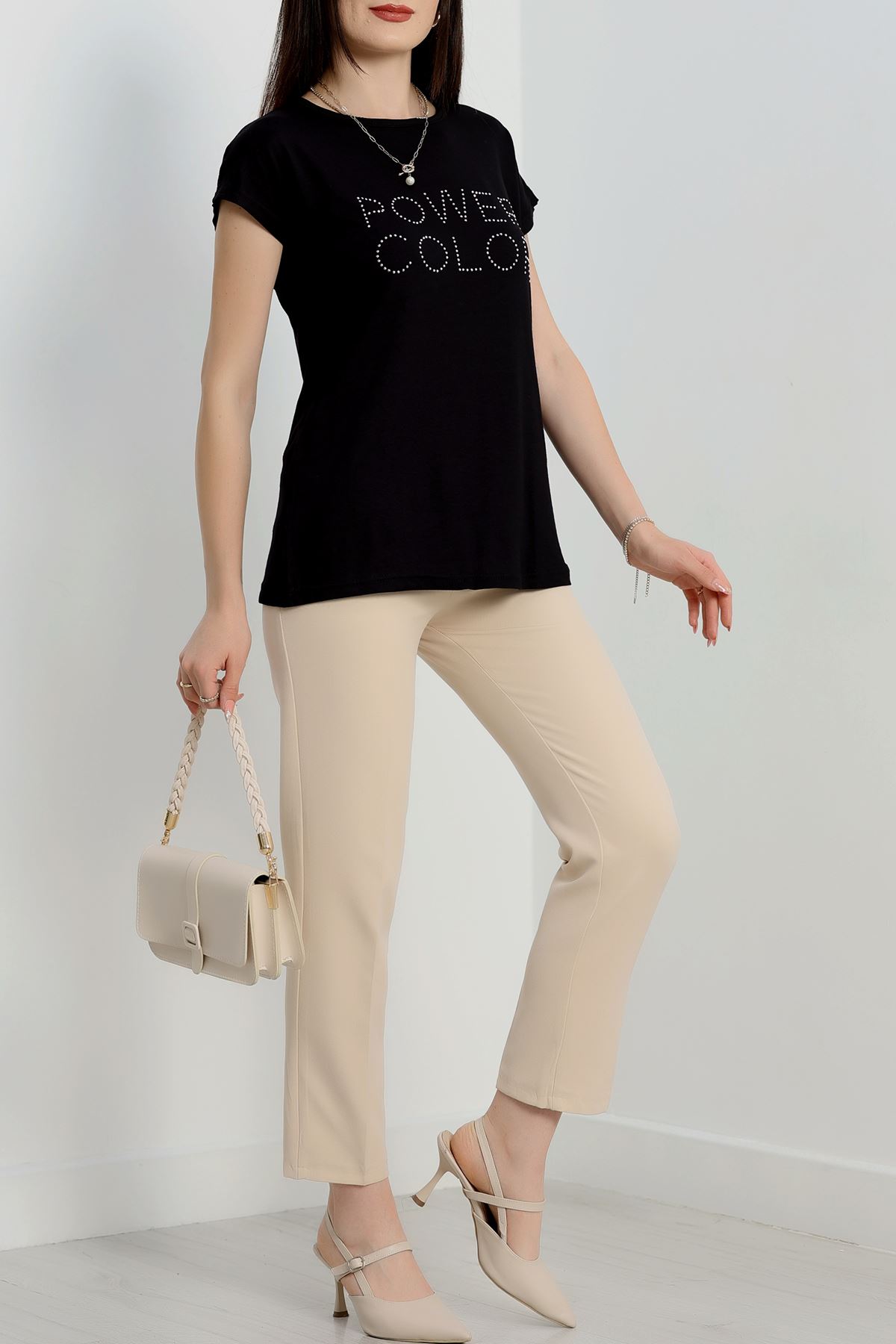 Taş Detay Viskon Bluz Siyah - 40655.599.