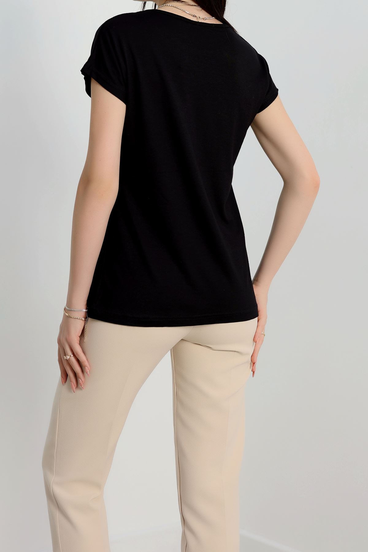 Taş Detay Viskon Bluz Siyah - 40655.599.