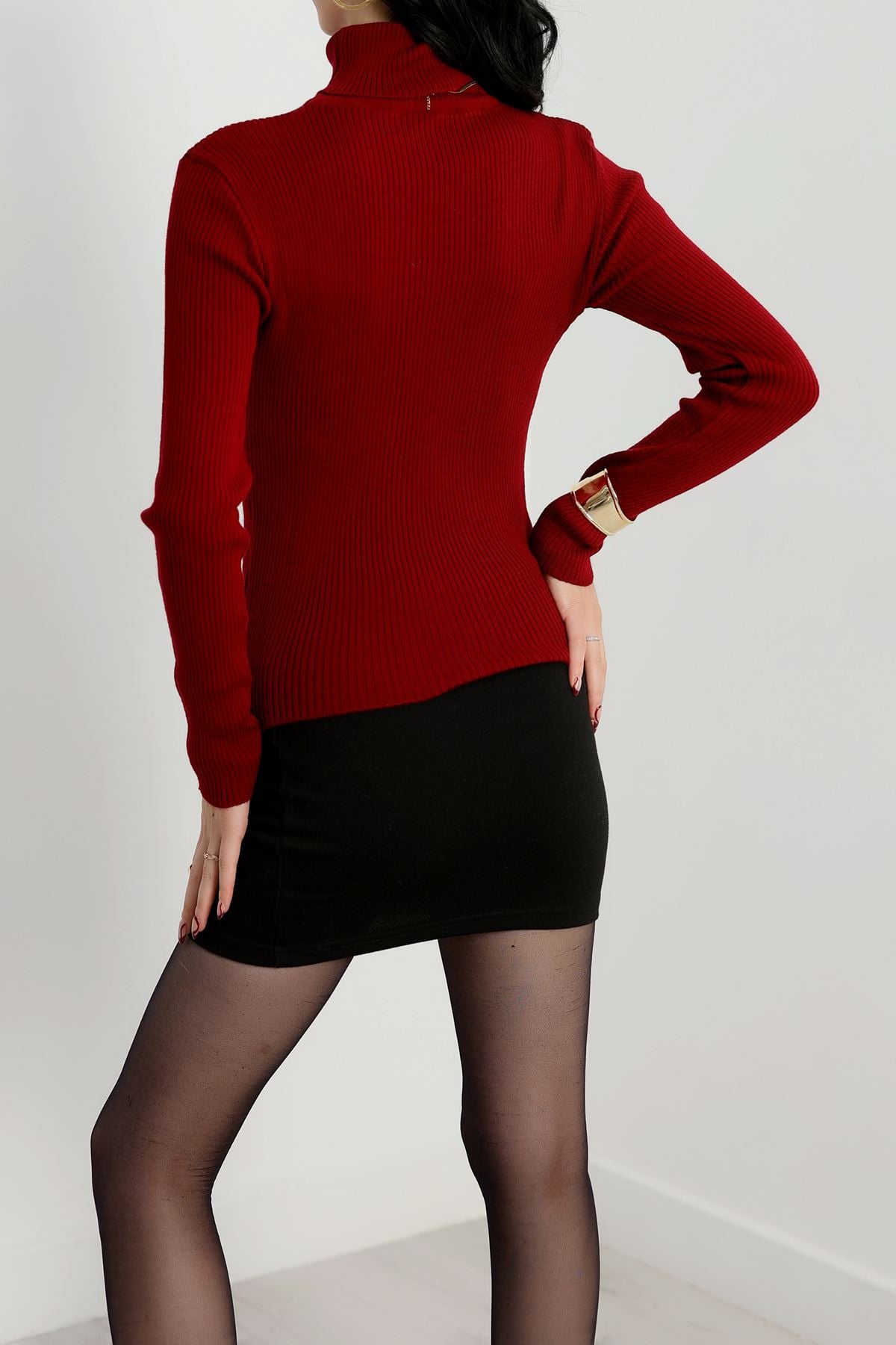 Balıkçı Yaka Triko Bordo - 4001.2043.