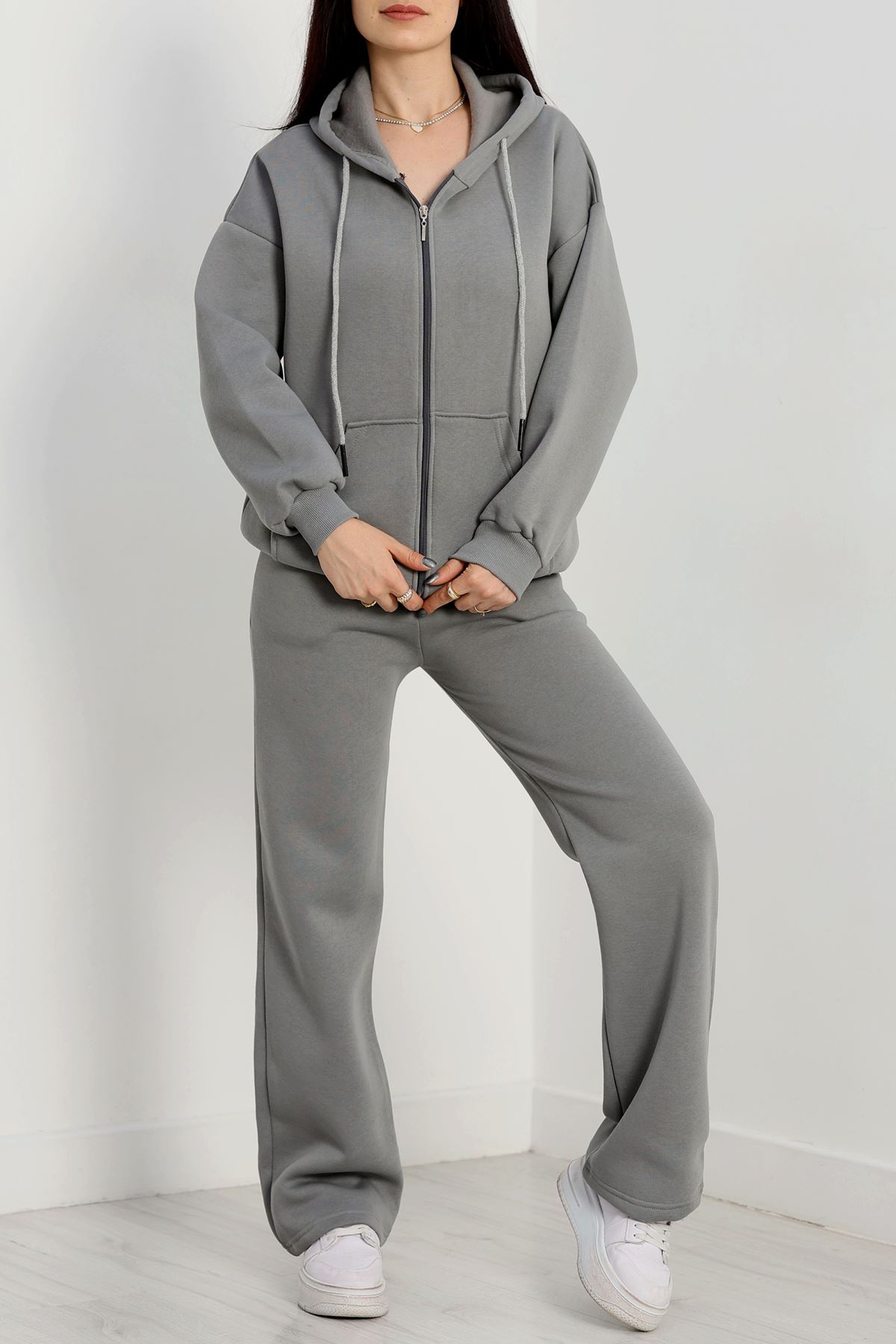 3 İplik Şardonlu Eşofman Takımı Gri - 20254.1878.