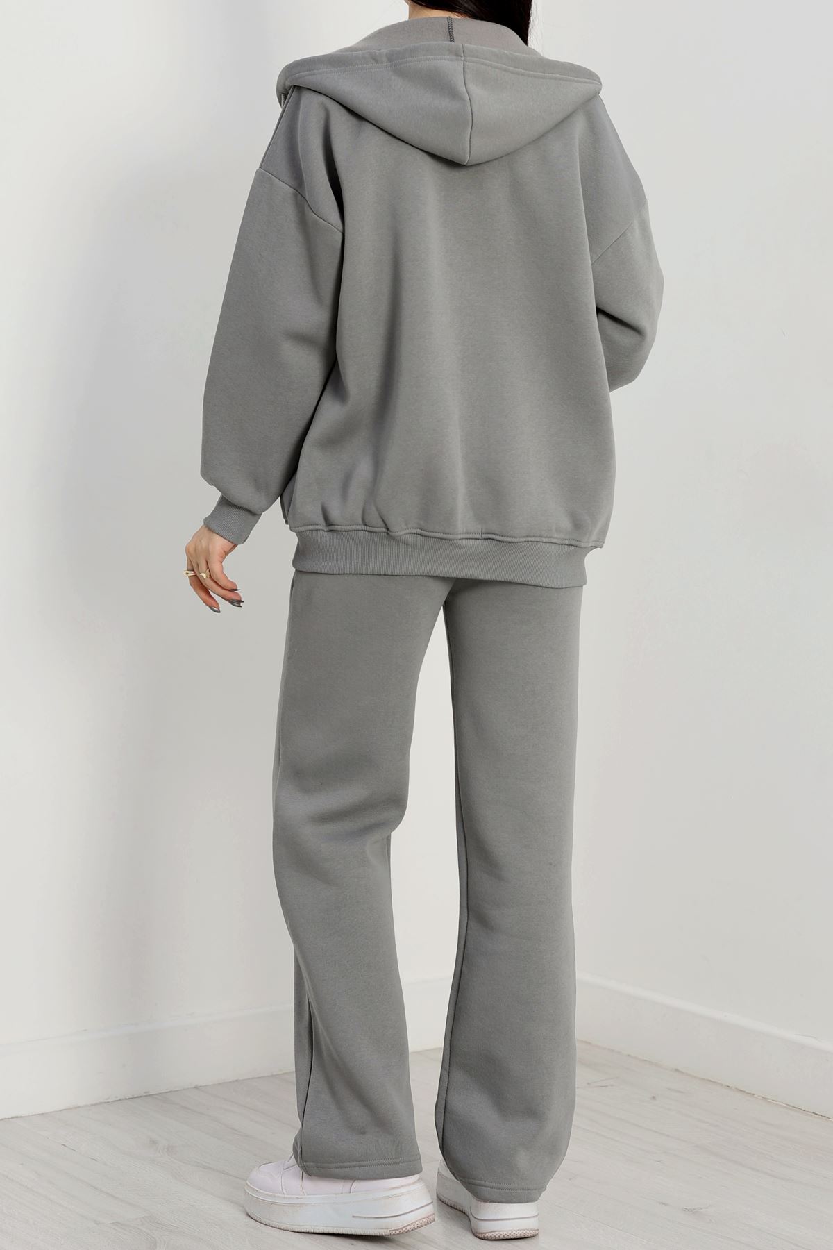 3 İplik Şardonlu Eşofman Takımı Gri - 20254.1878.