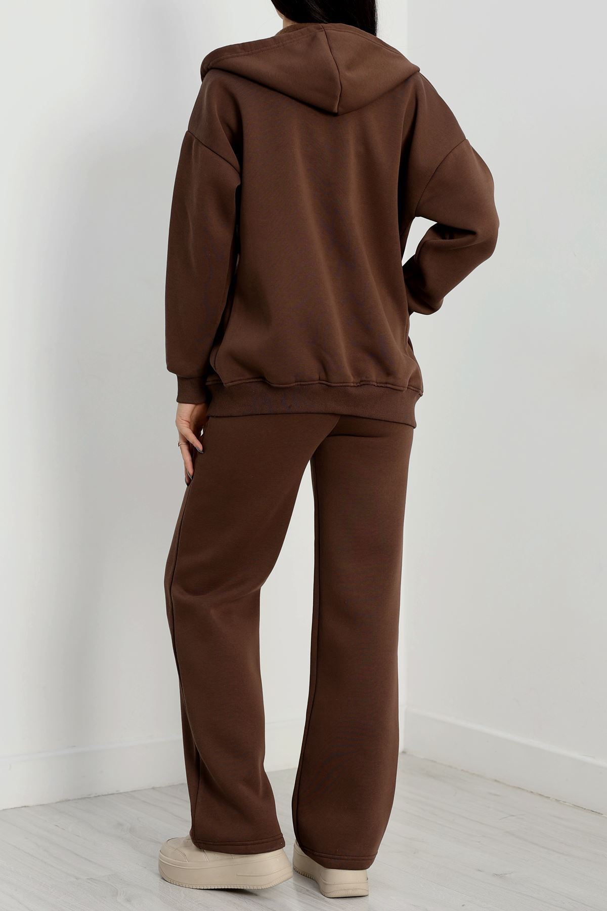 3 İplik Şardonlu Eşofman Takımı Kahve - 20254.1878.