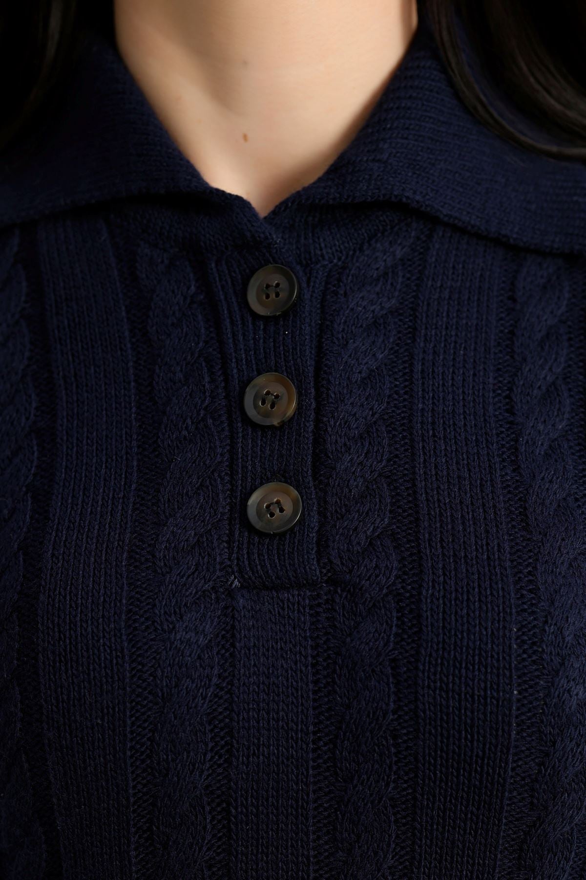 Polo Yaka Etekli Triko Takım Lacivert - 2300.1765.