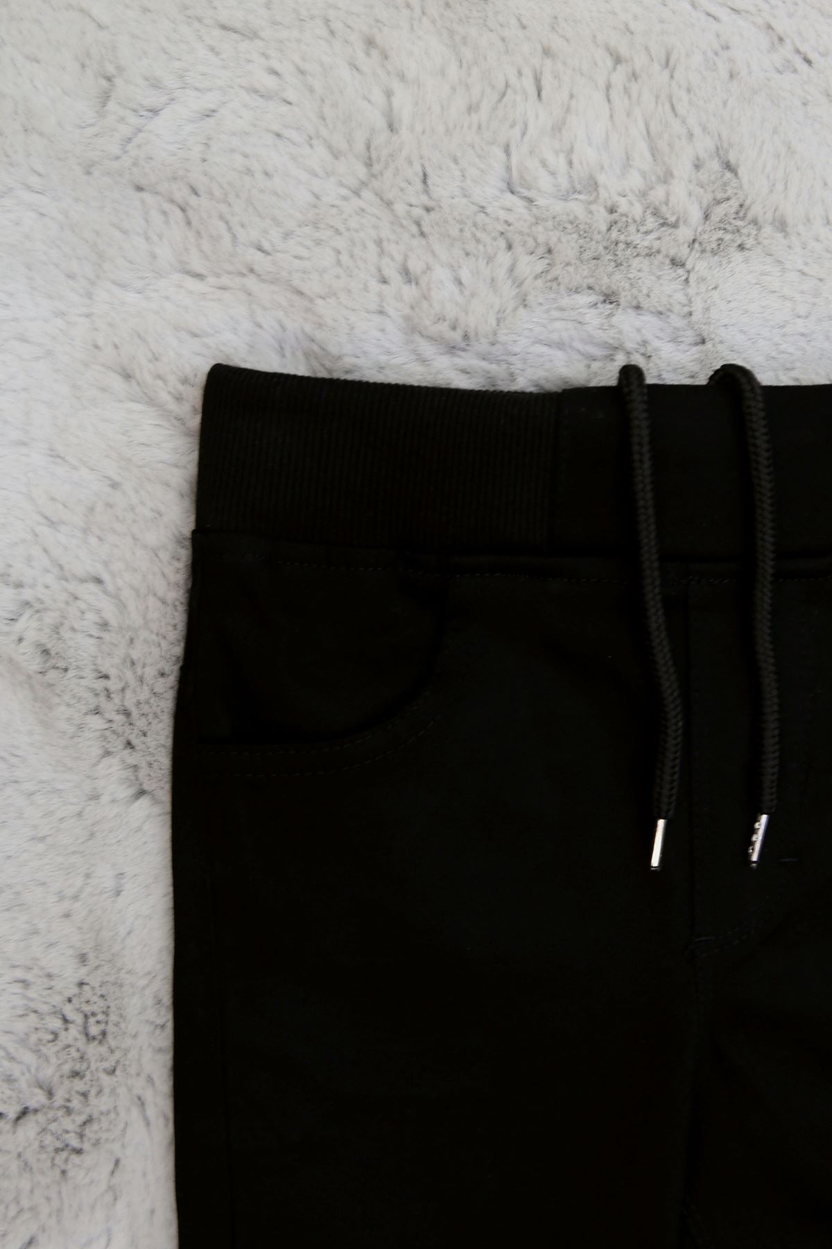 6-10 Yaş Düz Paça Unisex Çocuk Kanvas Pantolon Siyah - 90222.2032.