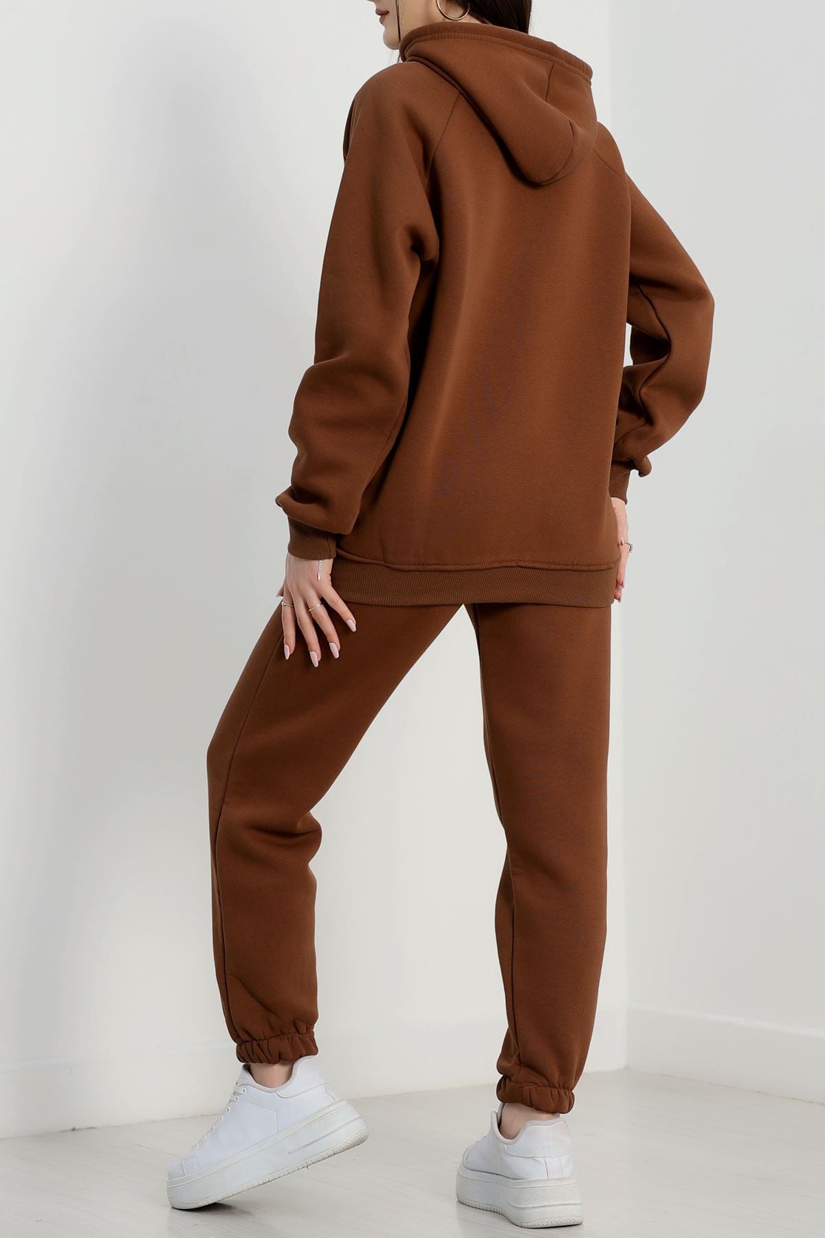 Kapşonlu 3 İplik Eşofman Takımı Kahve - 20965.1878.