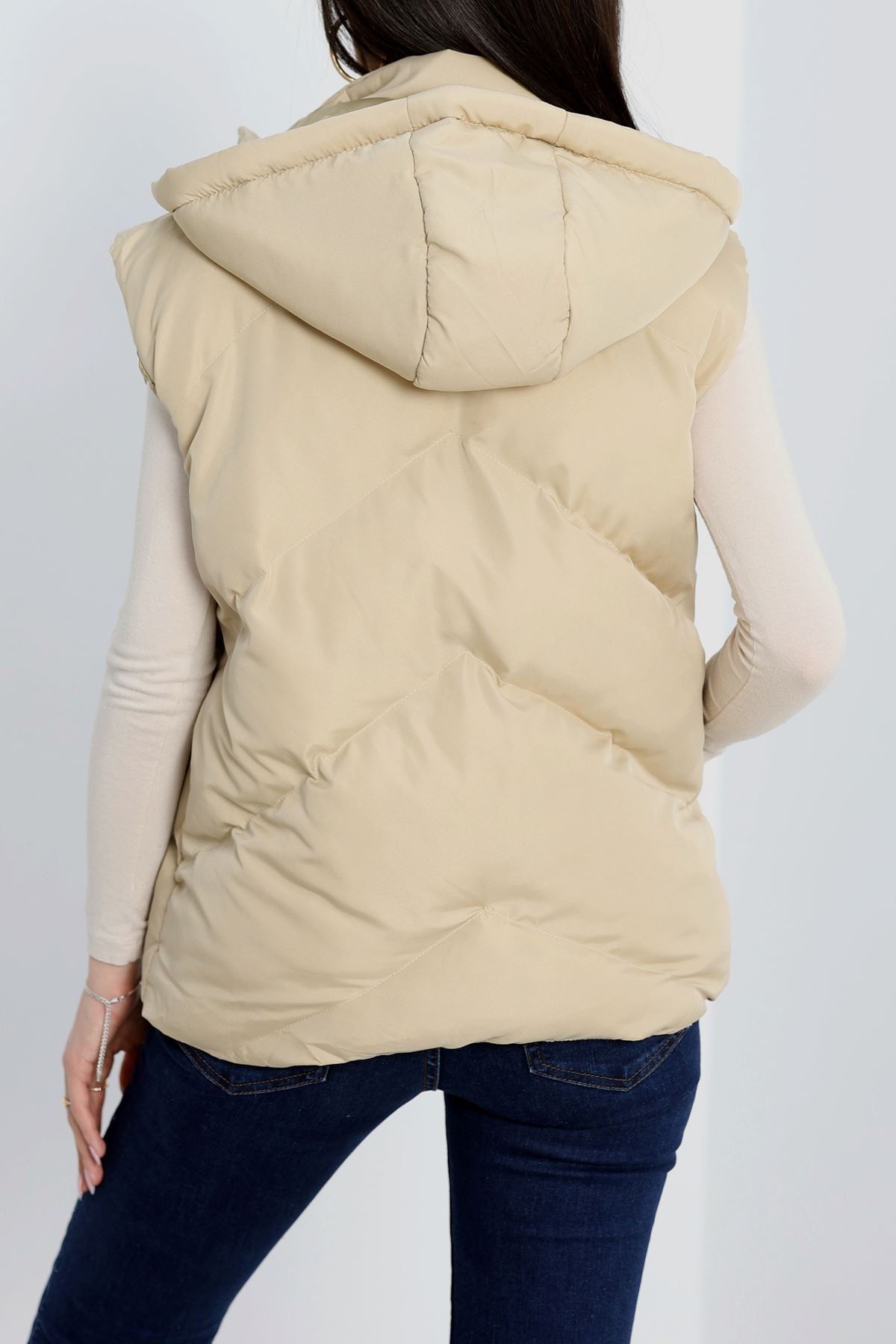 Kapşonlu Şişme Yelek Bej - 31379.308.