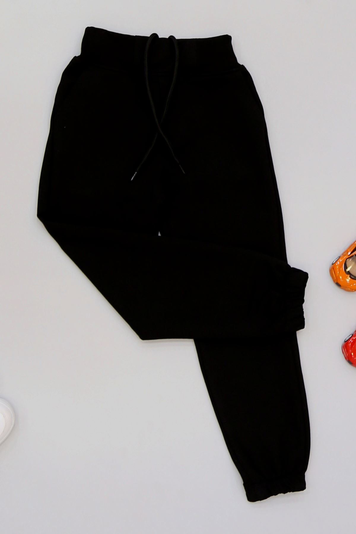 6-10 Yaş 2 İplik Kompakt Eşofman Altı Siyah - 90226.2032.