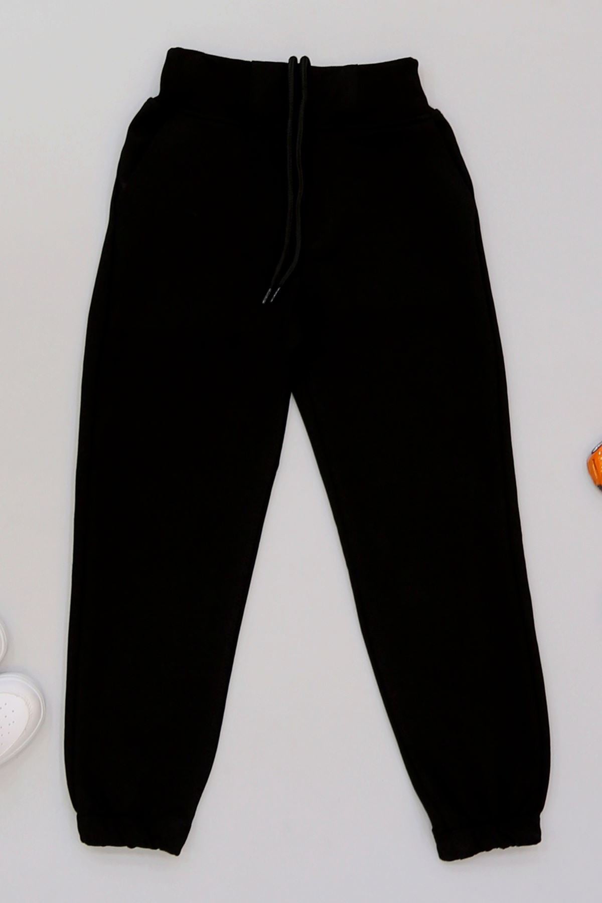 6-10 Yaş 2 İplik Kompakt Eşofman Altı Siyah - 90226.2032.