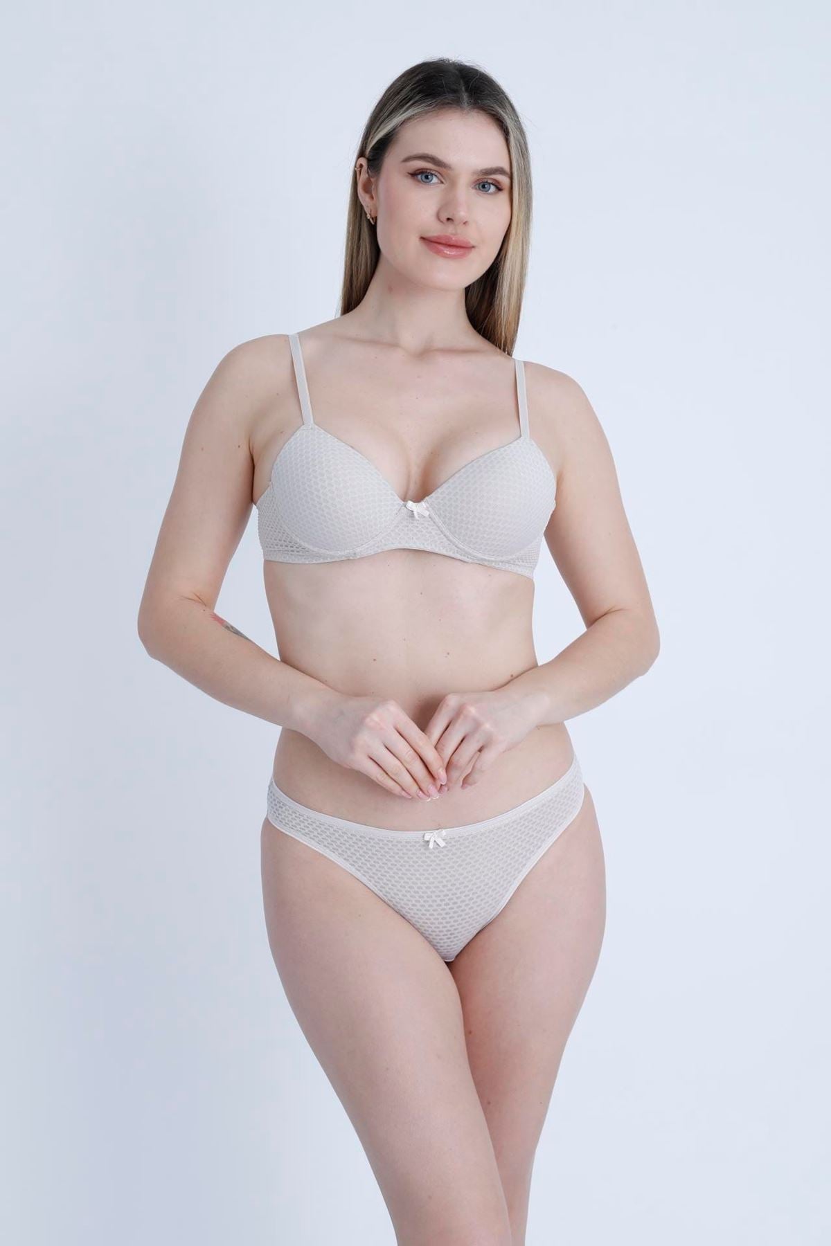 Sütyen Takım Küçük Baklava Desen Dolgulu Taş - 2551.1783.