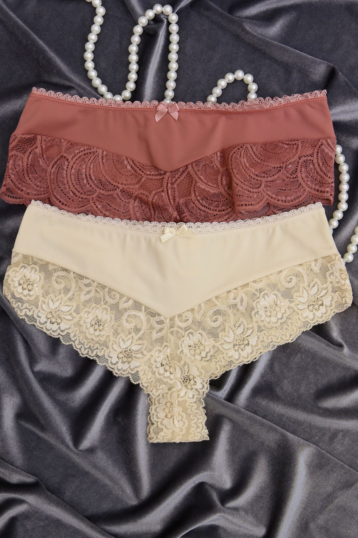 2'Li Özel Dantelli Brazilian String Set Rengarenk - 1215.1364.