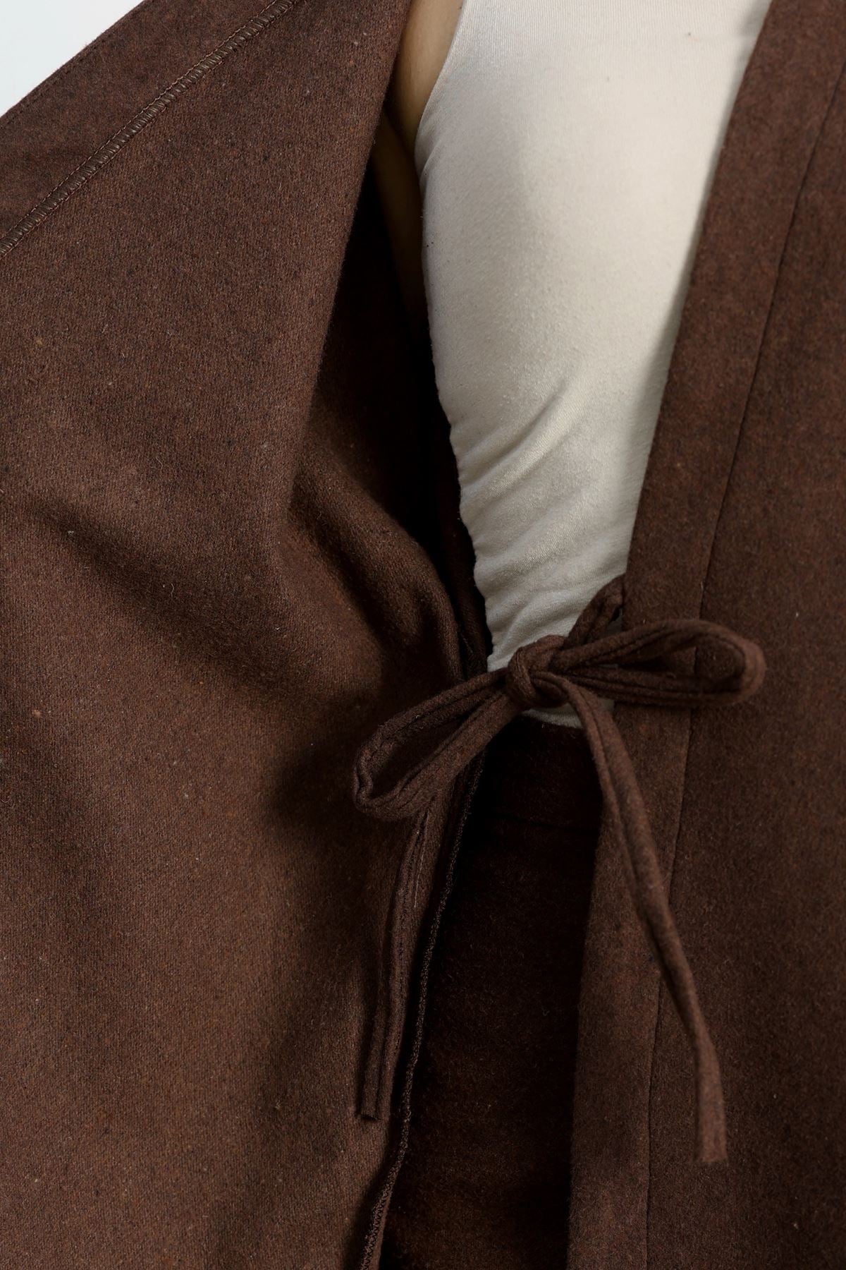 Bağlamalı Kruvaze Yaka Kaşe Ceket Acıkahve - 70993.1775.