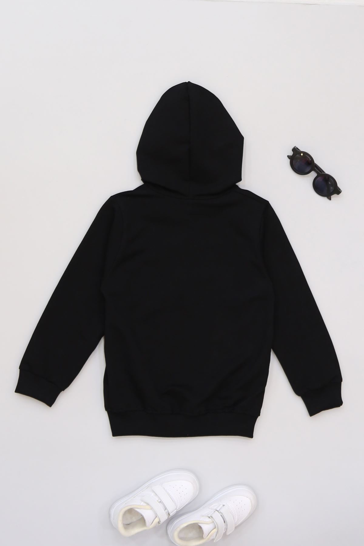 6-14 Yaş Penye Fermuarlı Kapşonlu Ceket Siyah1 - 50854.904.