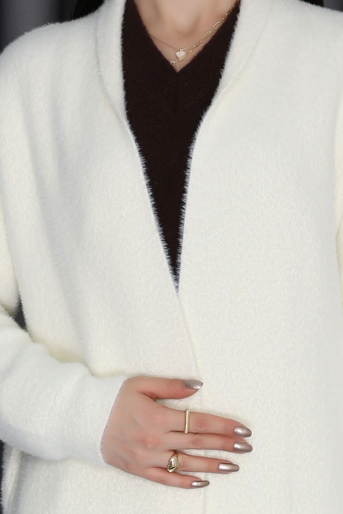 Nisan Uzun Triko Hırka Vanilya - 2211.2092.